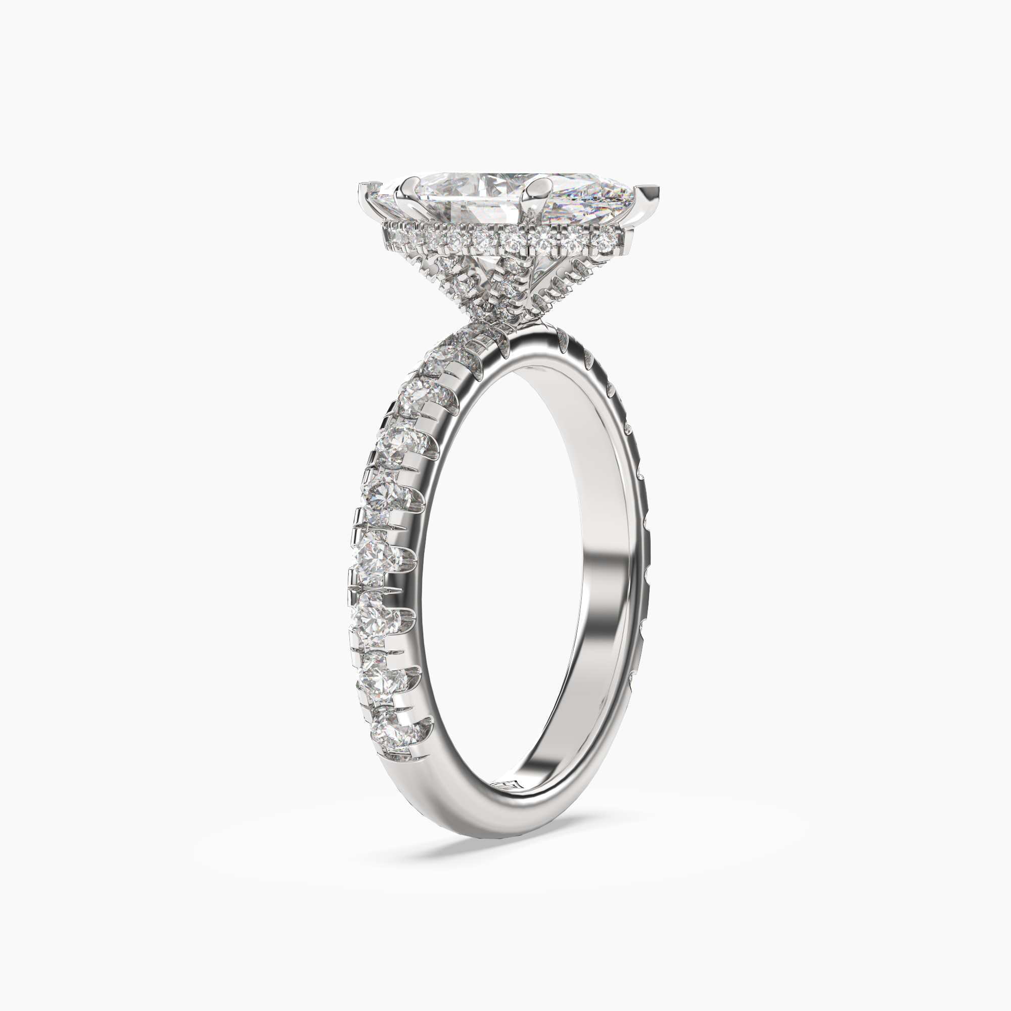 Oasis Marquise Hidden Halo Diamond Ring Setting in 14K White Gold