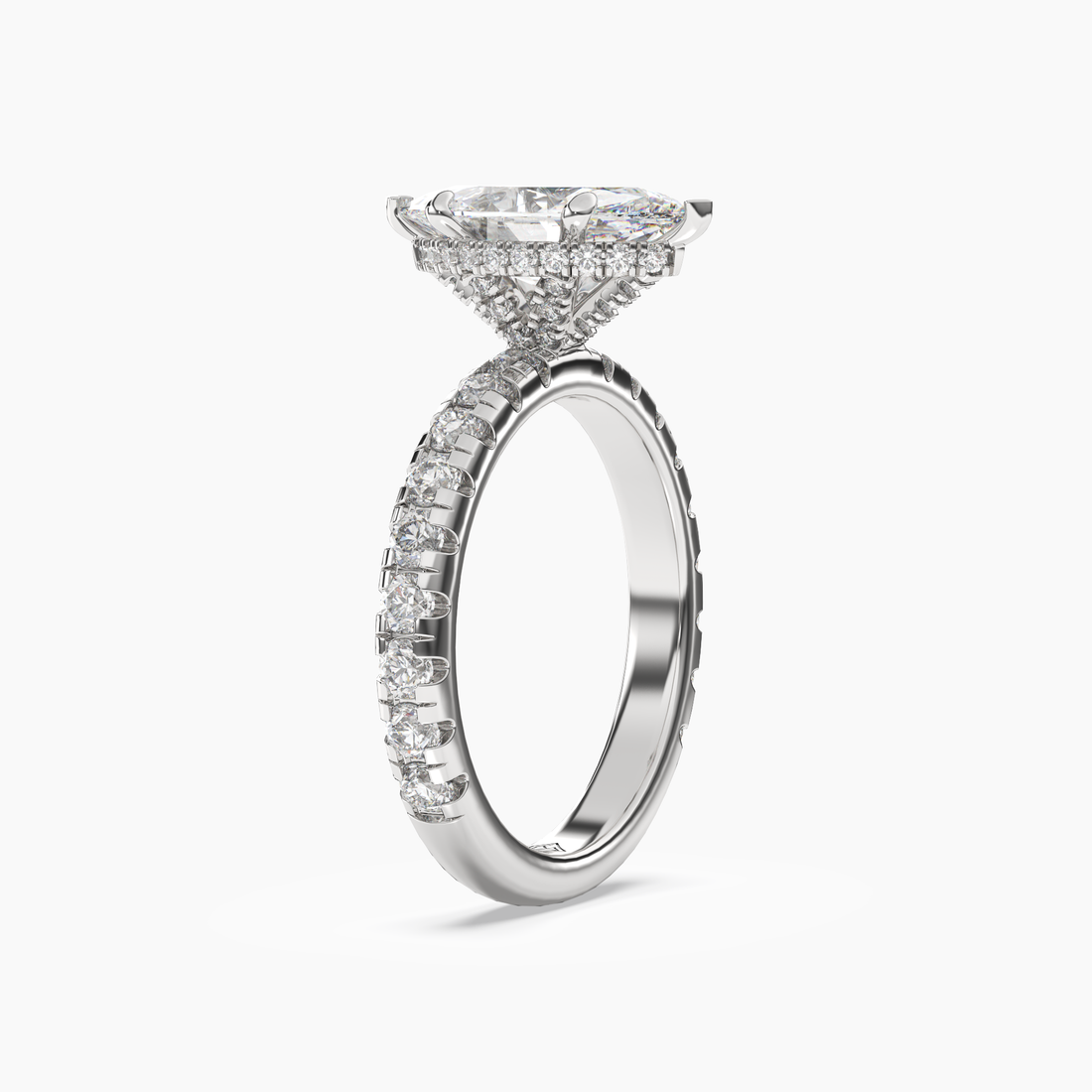 Oasis Marquise Hidden Halo 3 Carat Lab Grown Diamond Engagement Ring in 14K Rose Gold