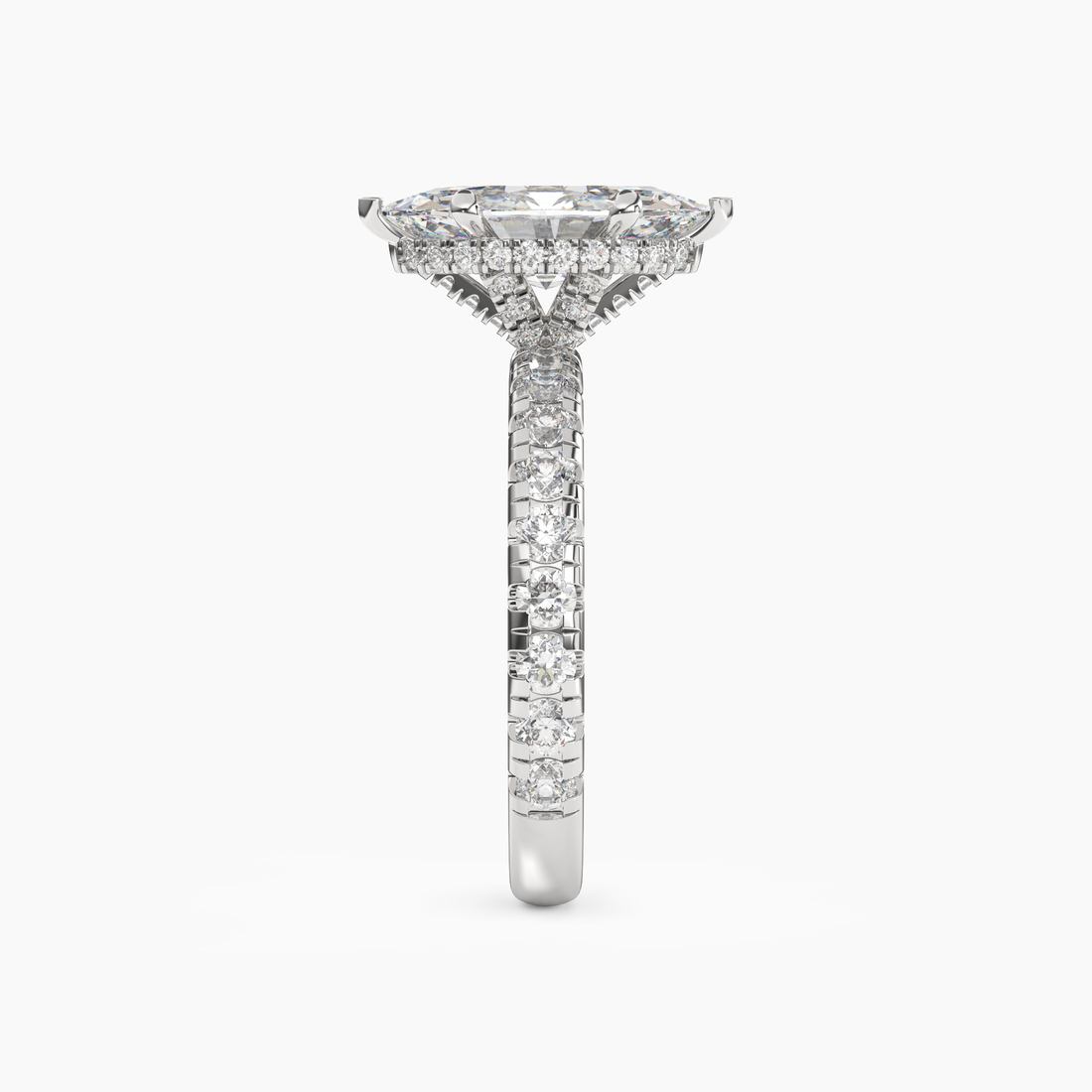 Oasis Marquise Hidden Halo Diamond Ring Setting in 14K White Gold