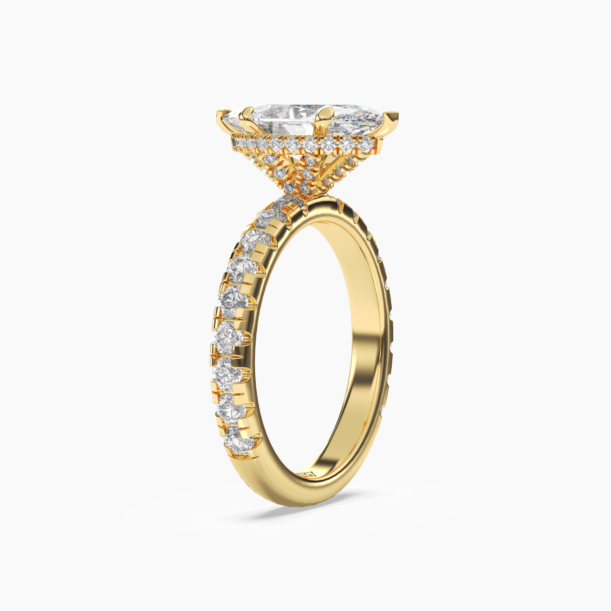 Oasis Marquise Hidden Halo Diamond Ring Setting in 18K Rose Gold