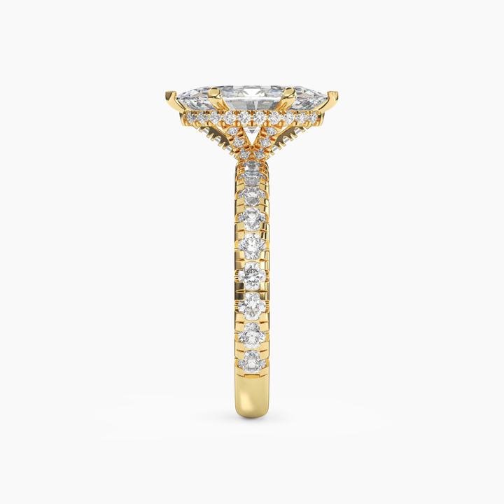 Oasis Marquise Hidden Halo 2.5 Carat Lab Grown Diamond Engagement Ring in 14K Rose Gold