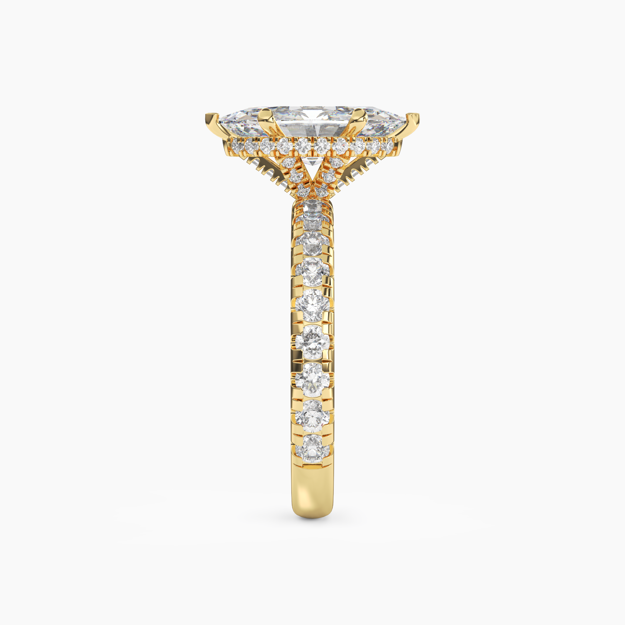 Oasis Marquise Hidden Halo 3 Carat Lab Grown Diamond Engagement Ring in 14K Rose Gold