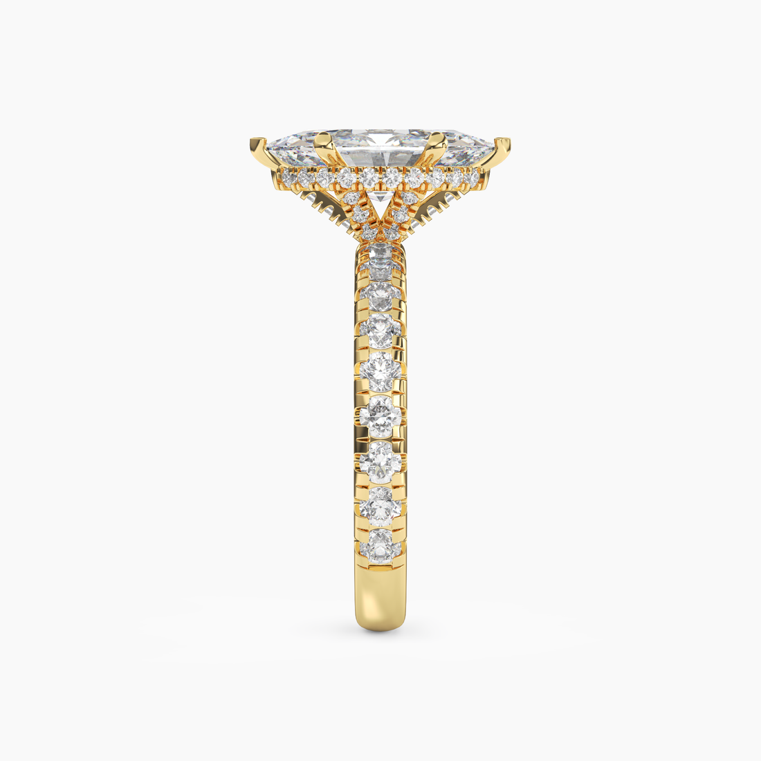 Oasis Marquise Hidden Halo 1.5 Carat Lab Grown Diamond Engagement Ring in 18K Yellow Gold