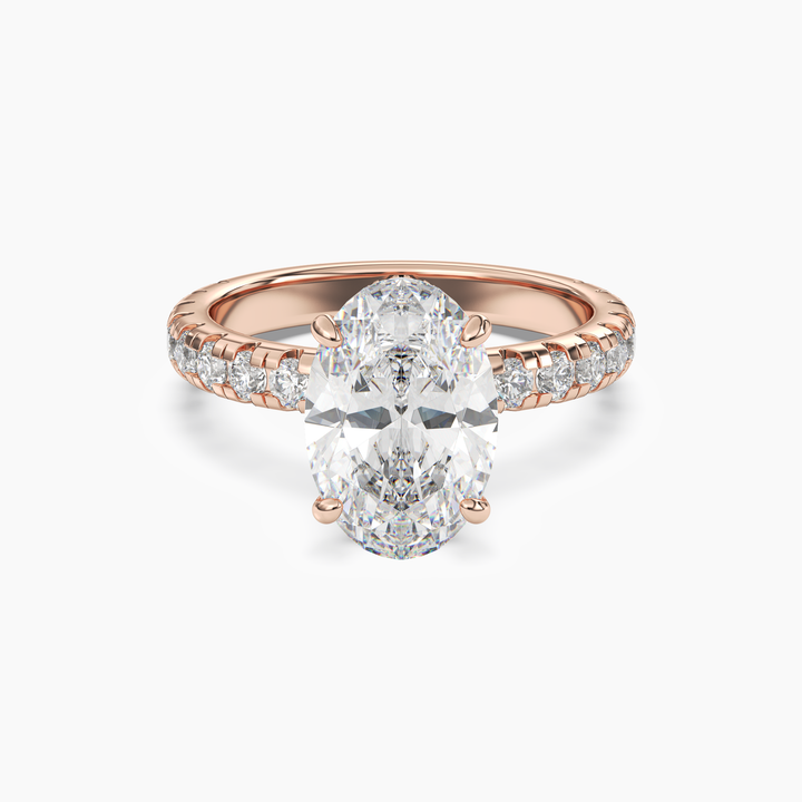 Oasis Oval Hidden Halo 2.5 Carat Lab Grown Diamond Engagement Ring in 14K Rose Gold