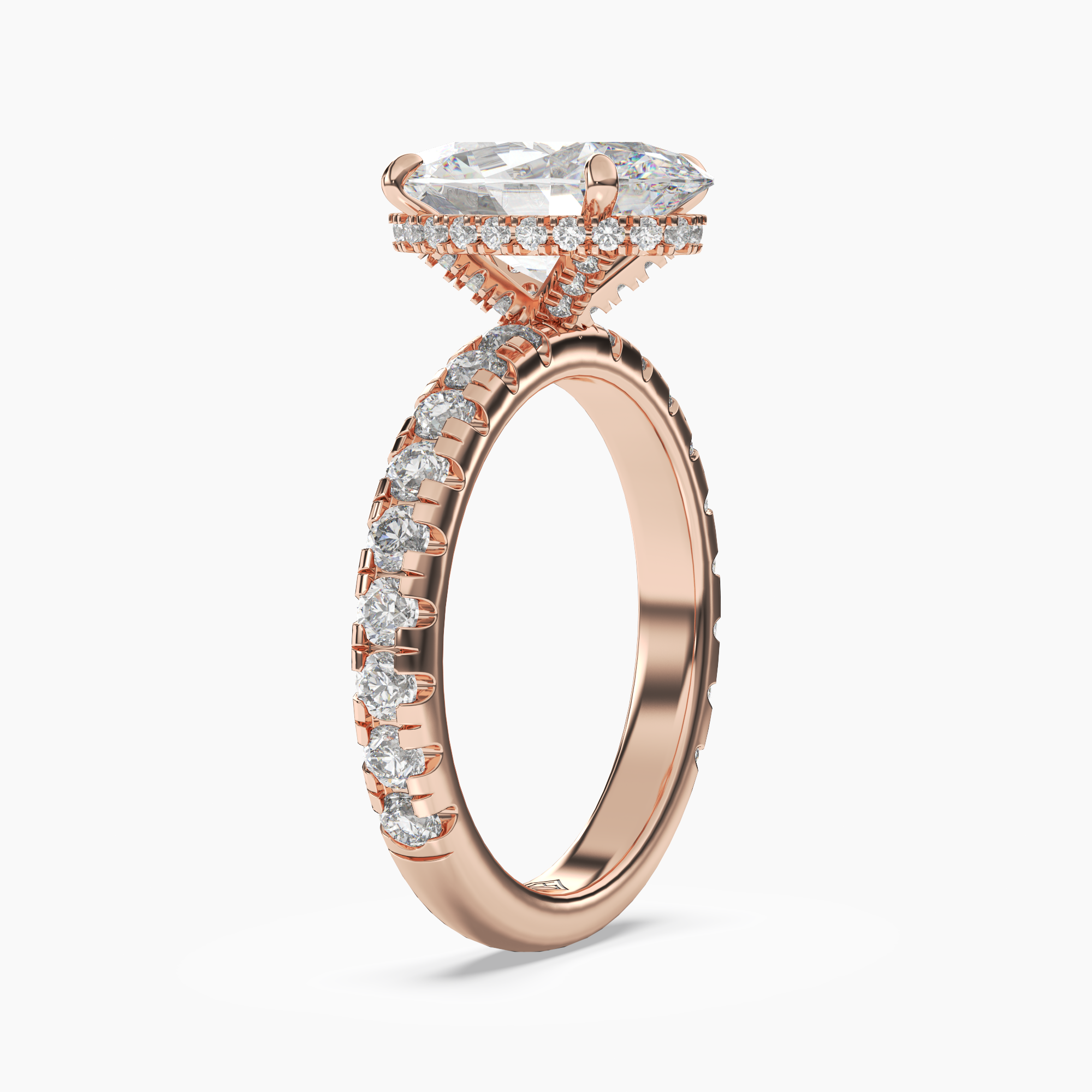 Oasis Oval Hidden Halo Diamond Ring Setting in 18K White Gold