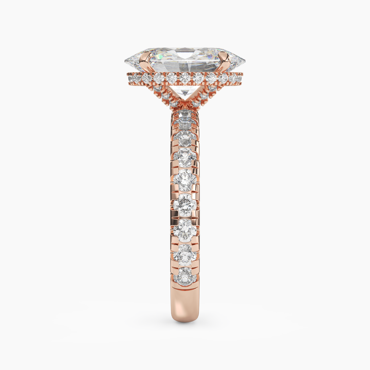 Oasis Oval Hidden Halo 2 Carat Lab Grown Diamond Engagement Ring in 18K White Gold