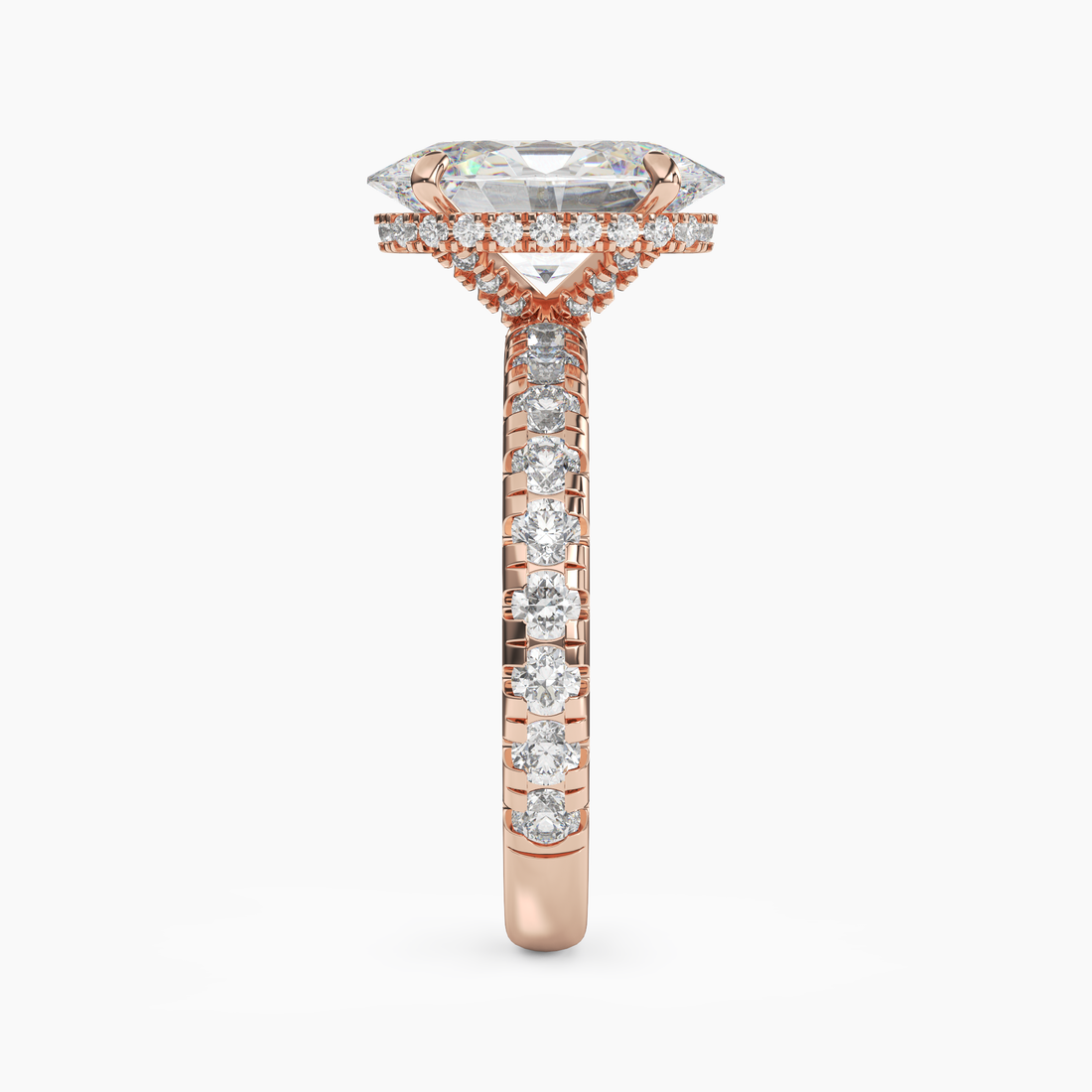Oasis Oval Hidden Halo 1 Carat Lab Grown Diamond Engagement Ring in 18K White Gold