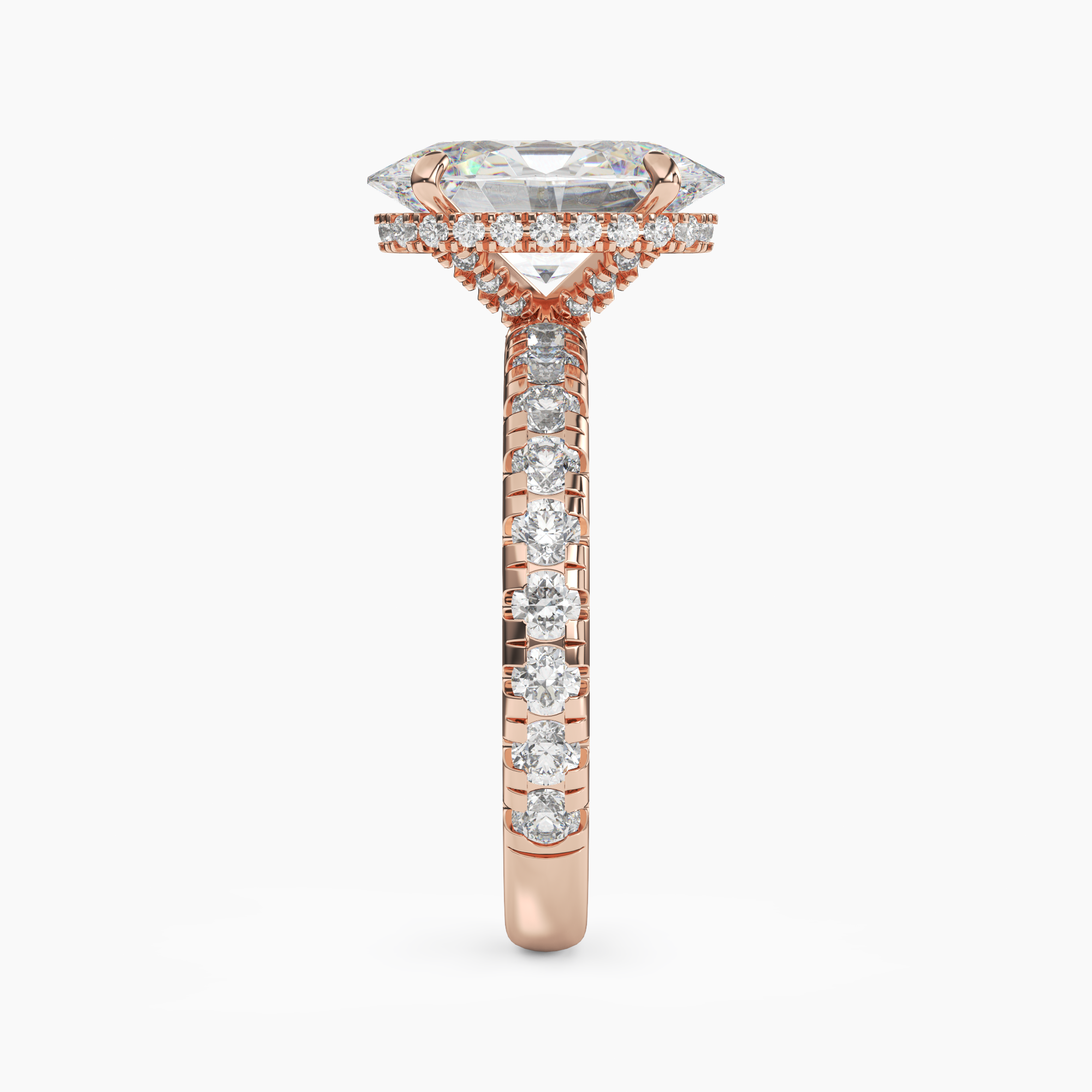 Oasis Oval Hidden Halo 1.5 Carat Lab Grown Diamond Engagement Ring in 14K Rose Gold