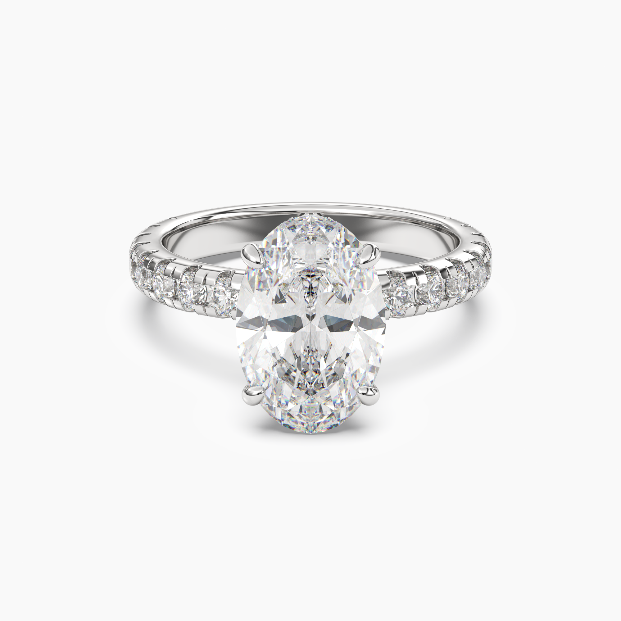 Oasis Oval Hidden Halo 3 Carat Lab Grown Diamond Engagement Ring in 18K Yellow Gold
