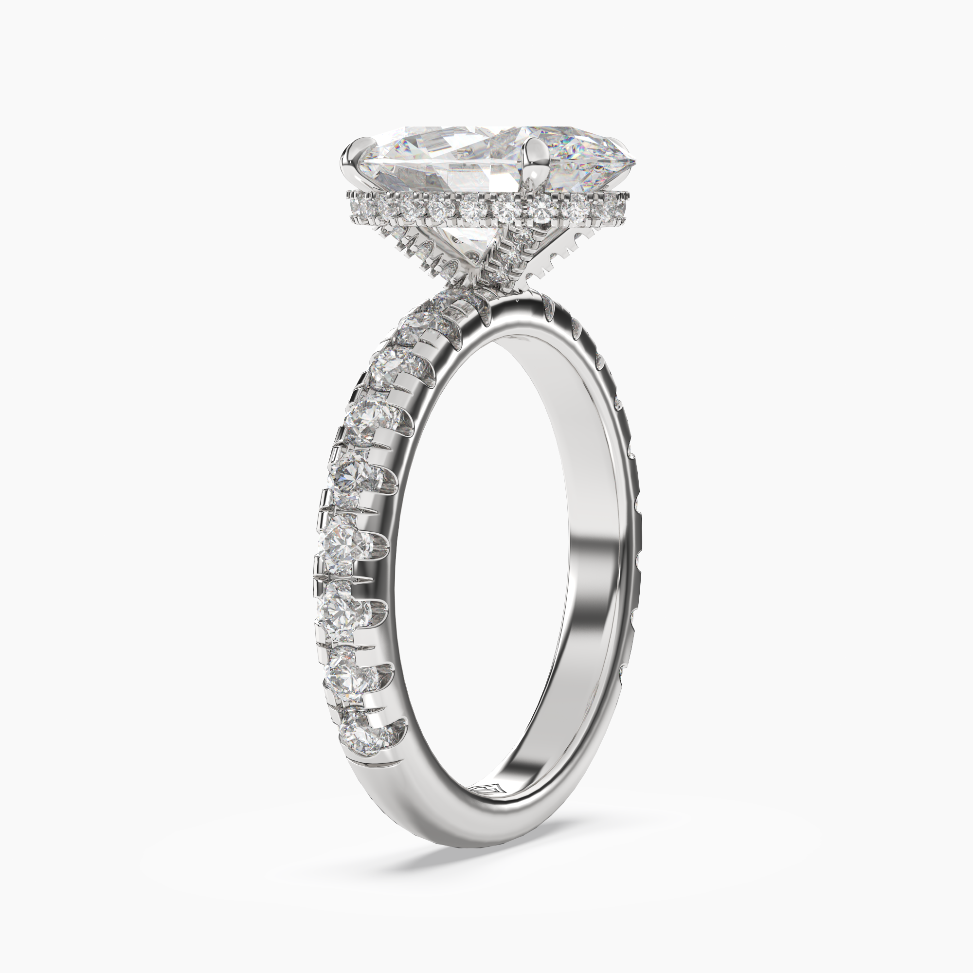 Oasis Oval Hidden Halo Diamond Ring Setting in 18K Rose Gold