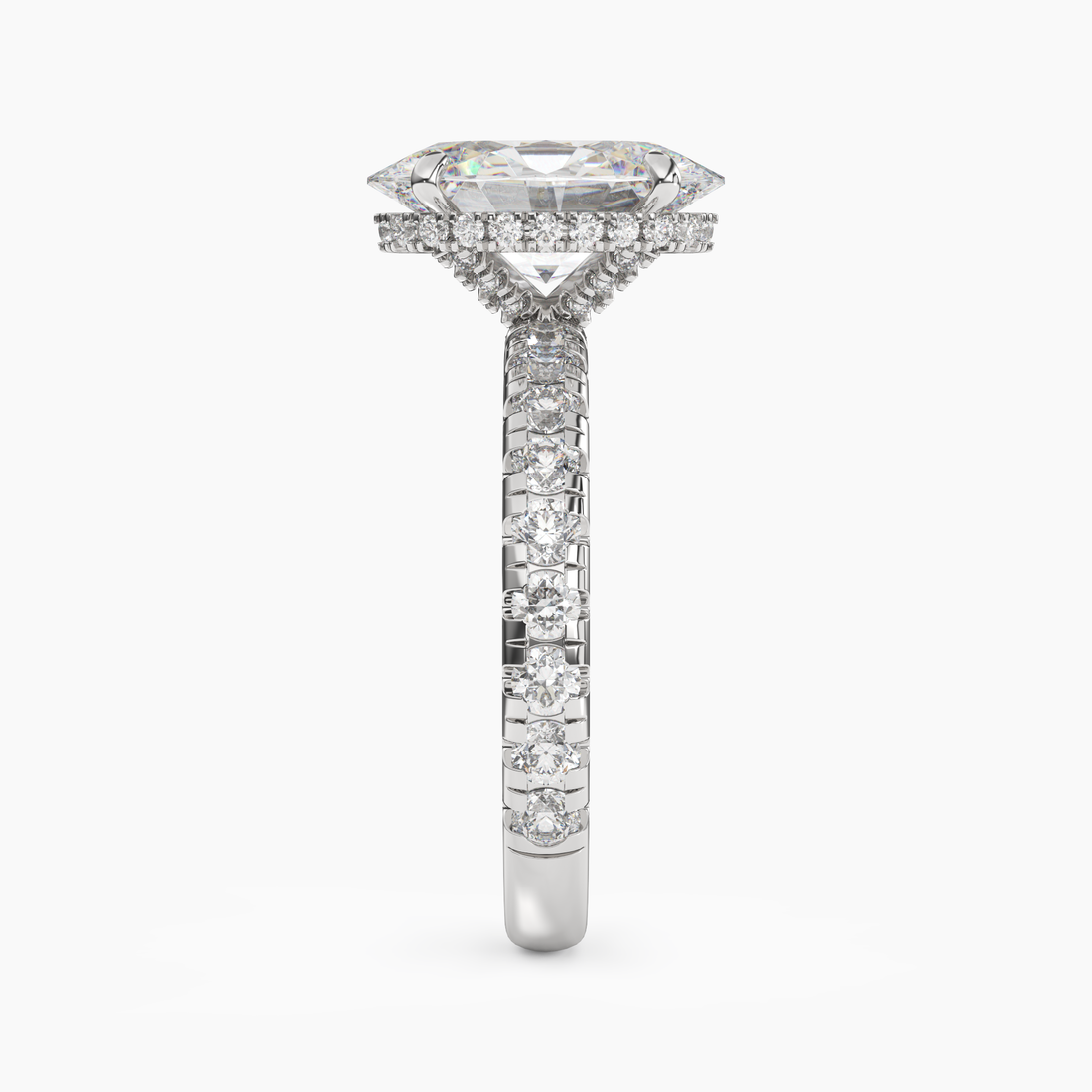 Oasis Oval Hidden Halo Diamond Ring Setting in 18K Yellow Gold