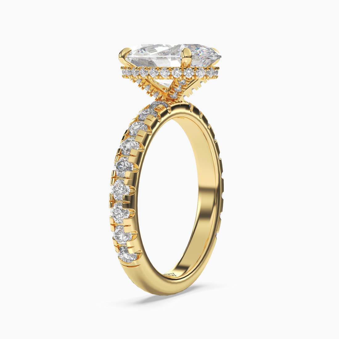 Oasis Oval Hidden Halo Diamond Ring Setting in 18K Rose Gold