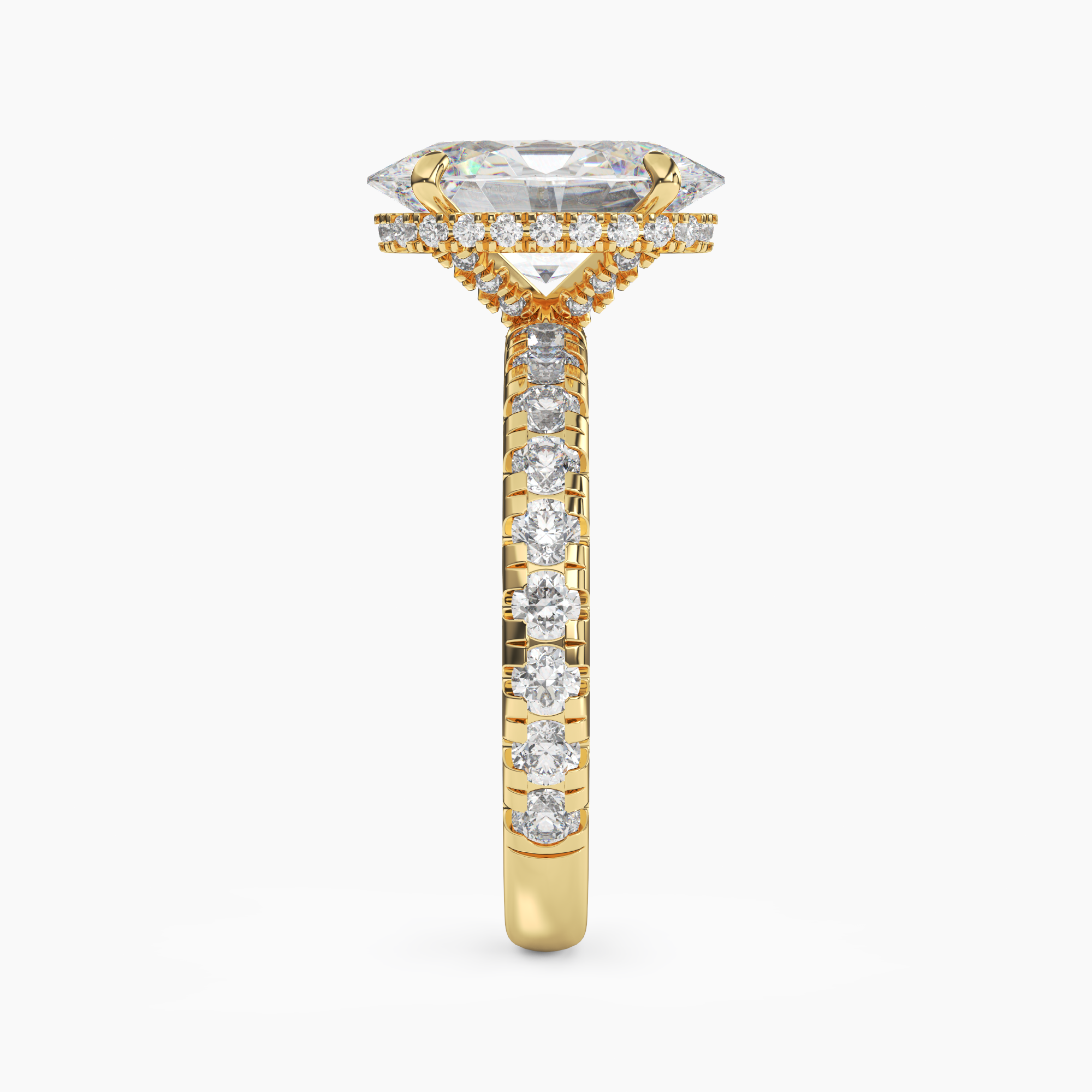 Oasis Oval Hidden Halo Diamond Ring Setting in 14K Rose Gold