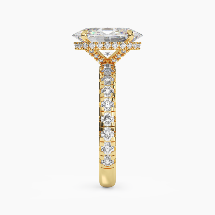 Oasis Oval Hidden Halo 2 Carat Lab Grown Diamond Engagement Ring in 18K Rose Gold