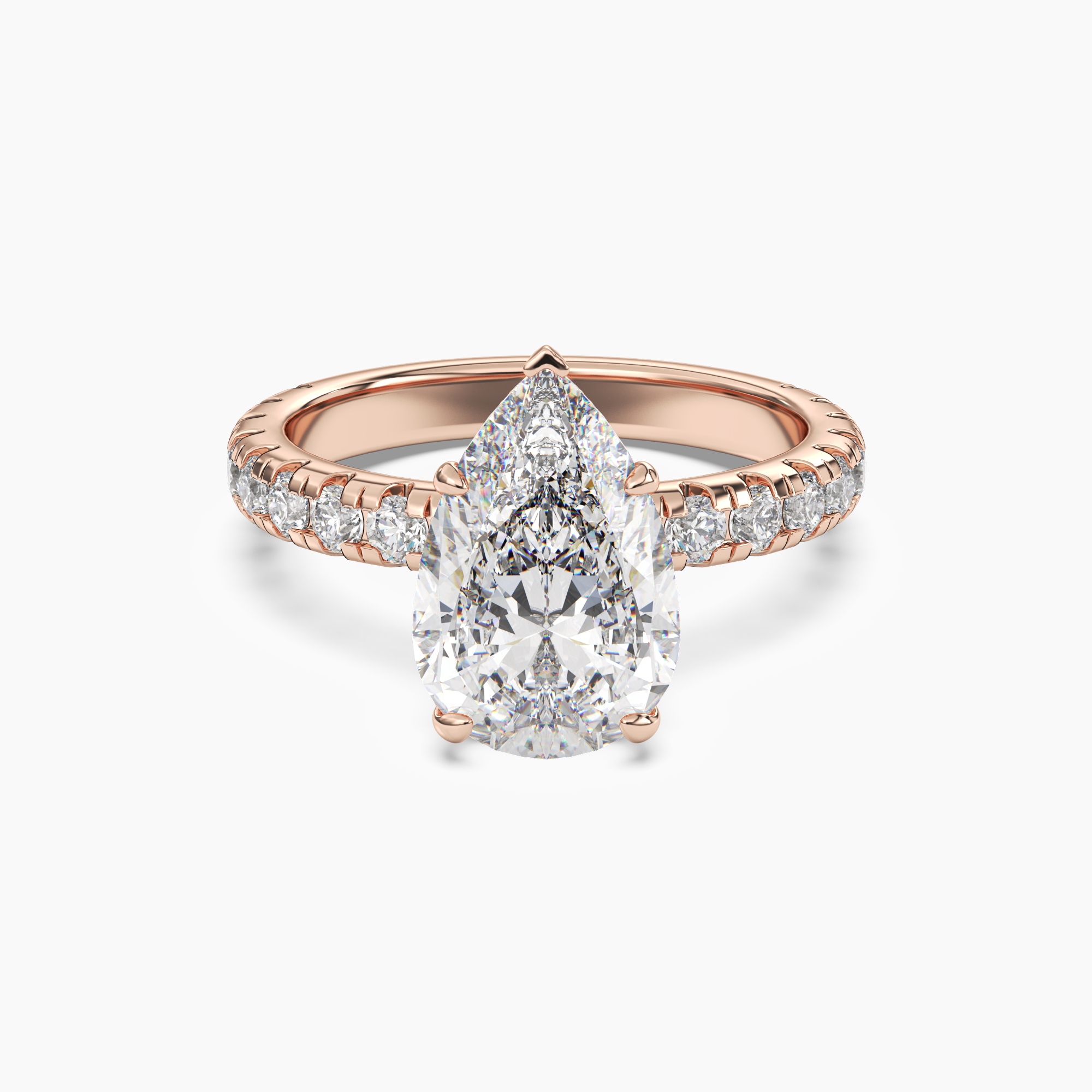 Oasis Pear Hidden Halo 3 Carat Lab Grown Diamond Engagement Ring in 14K White Gold