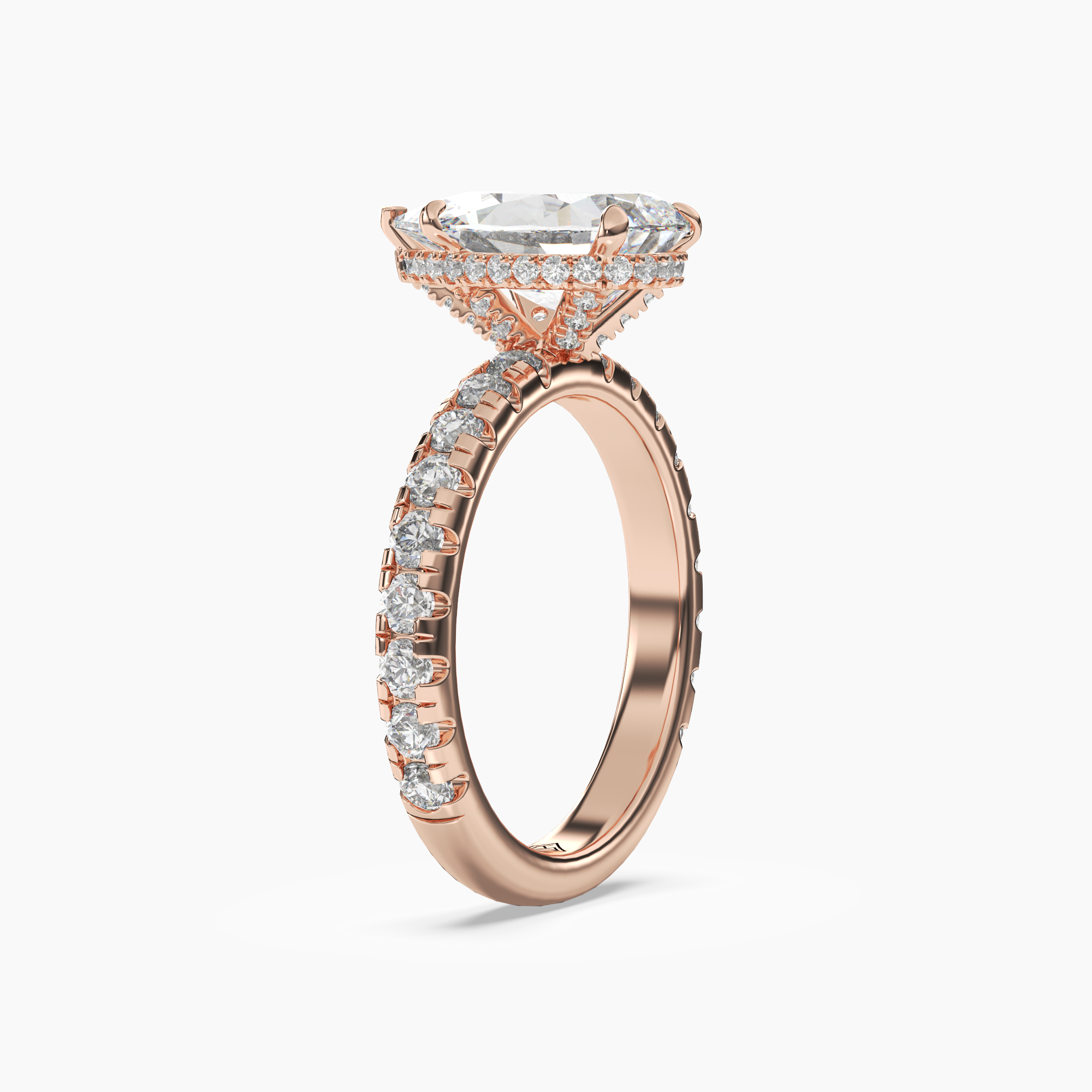 Oasis Pear Hidden Halo 2.5 Carat Lab Grown Diamond Engagement Ring in 18K Rose Gold