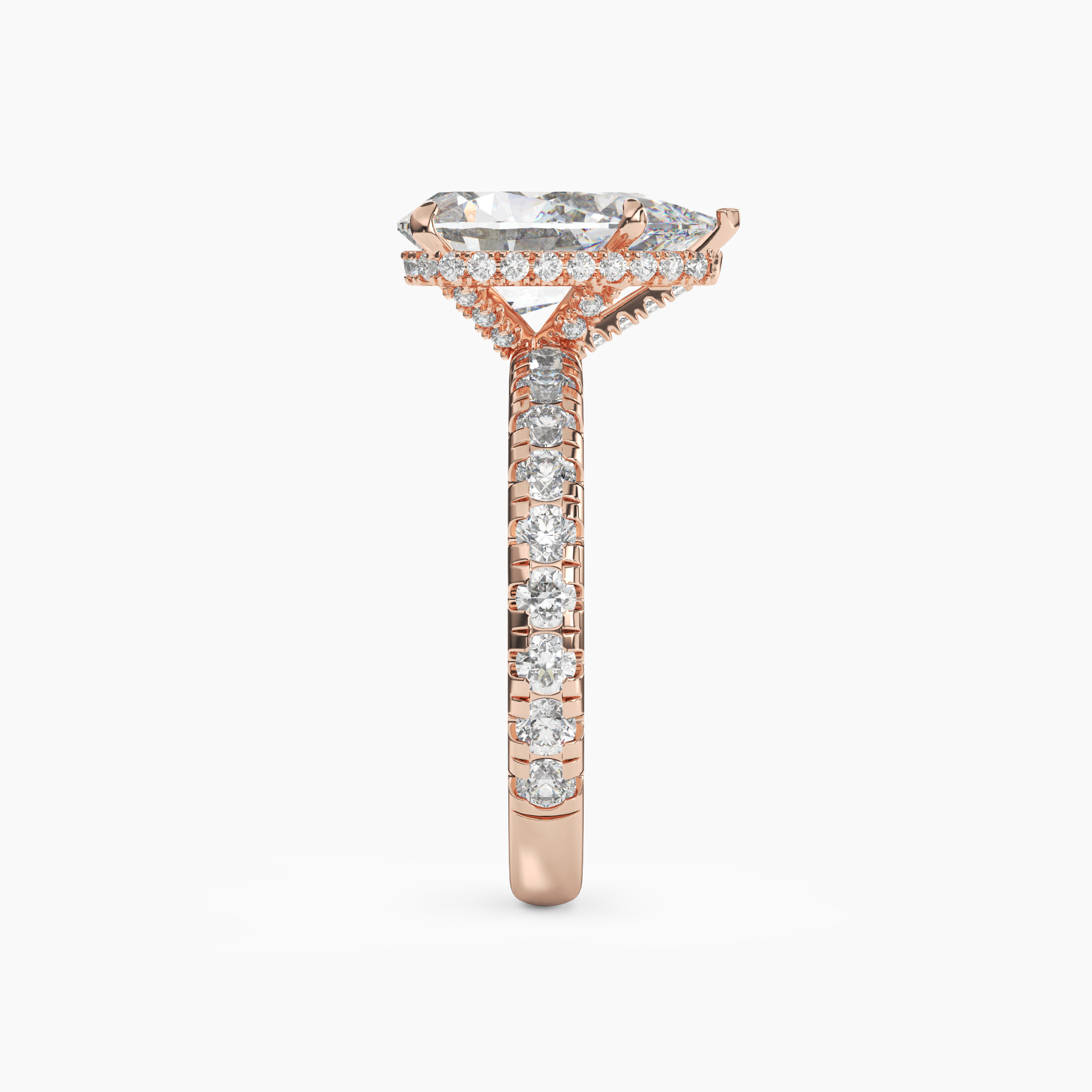 Oasis Pear Hidden Halo Diamond Ring Setting in 18K Yellow Gold