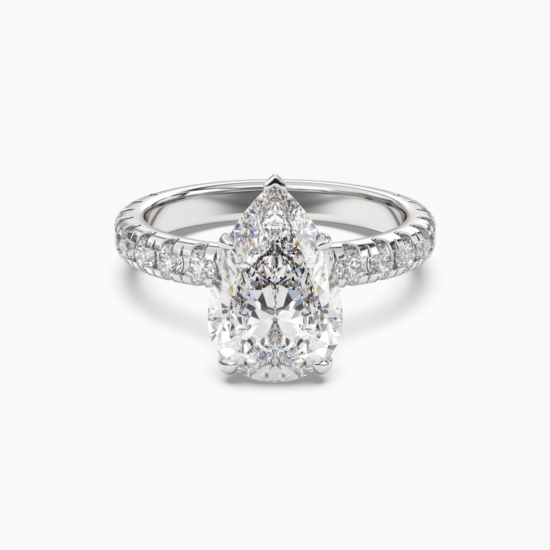 Oasis Pear Hidden Halo 2 Carat Lab Grown Diamond Engagement Ring in 14K Rose Gold