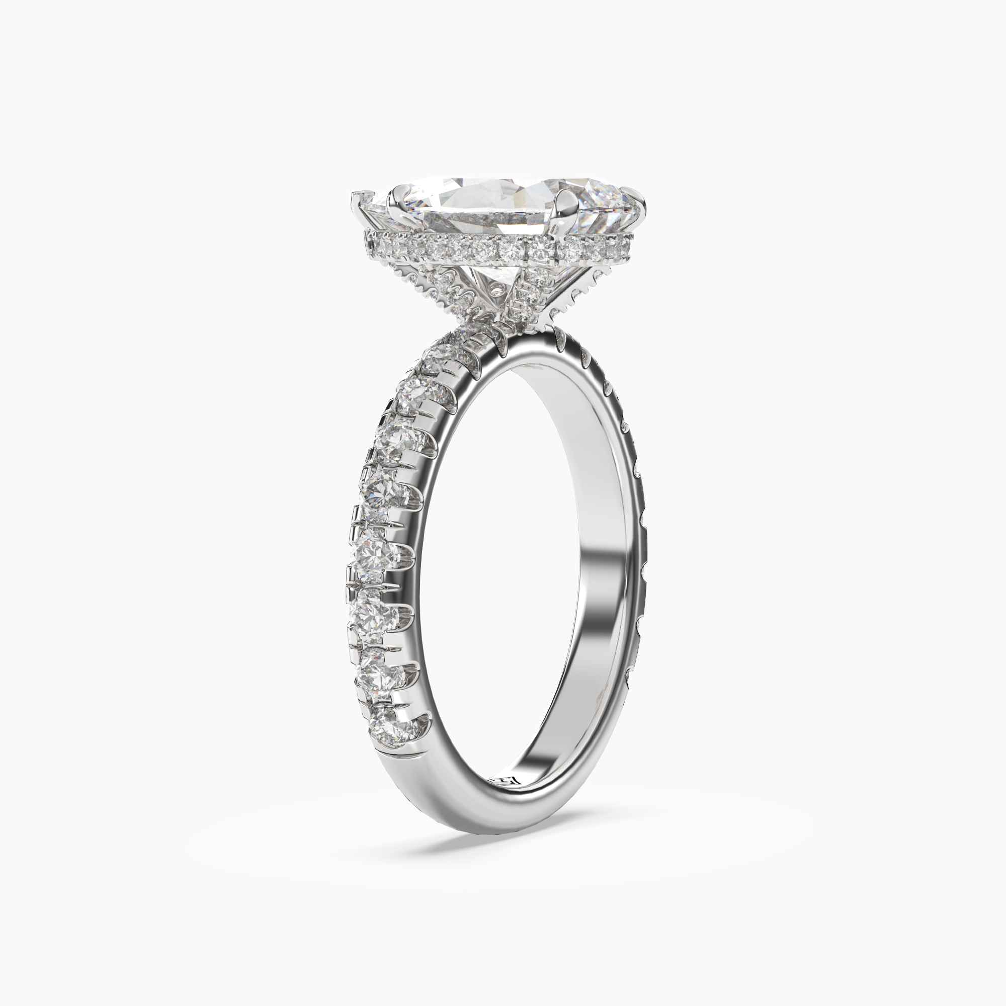 Oasis Pear Hidden Halo 2 Carat Lab Grown Diamond Engagement Ring in 14K Yellow Gold