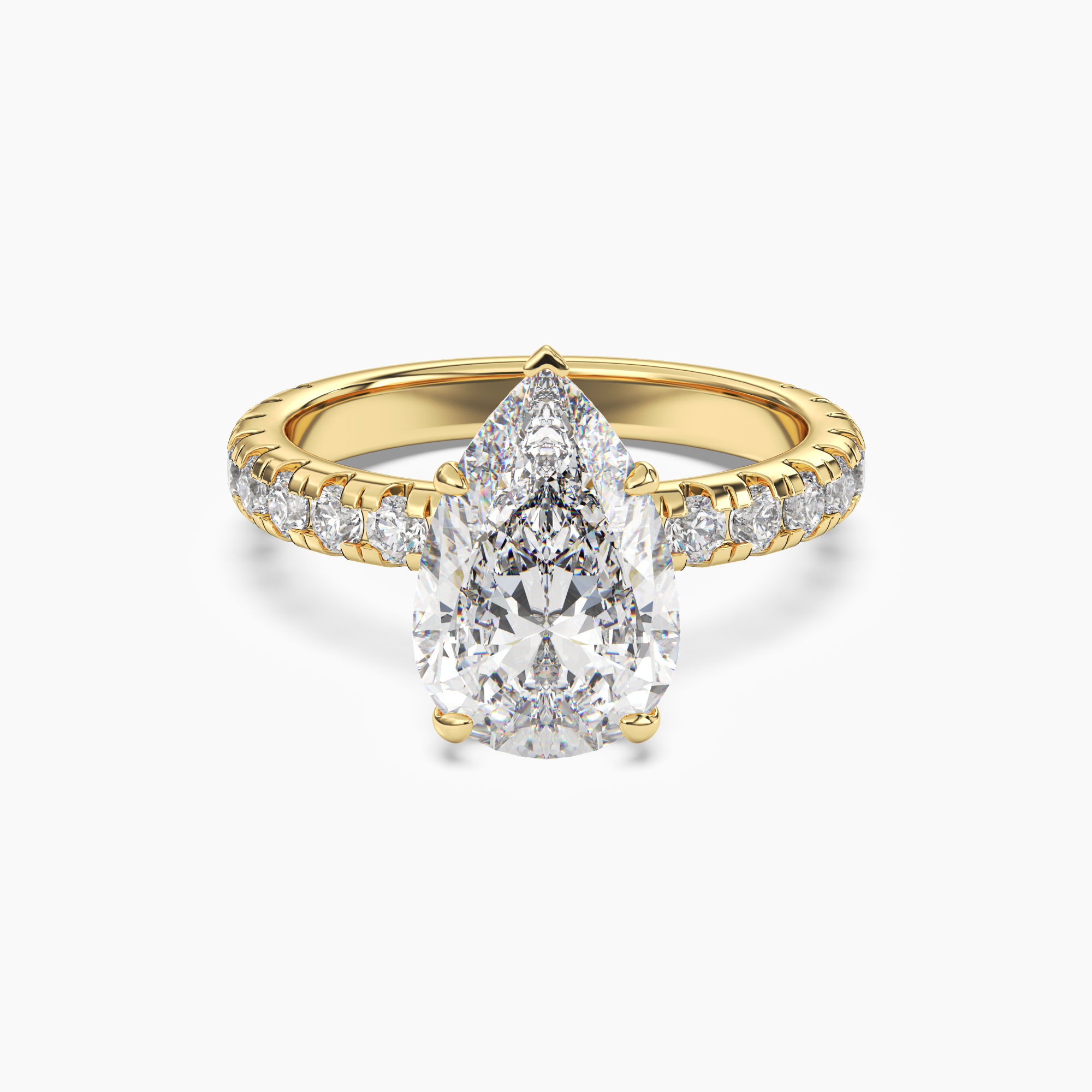 Oasis Pear Hidden Halo Diamond Ring Setting in 14K White Gold