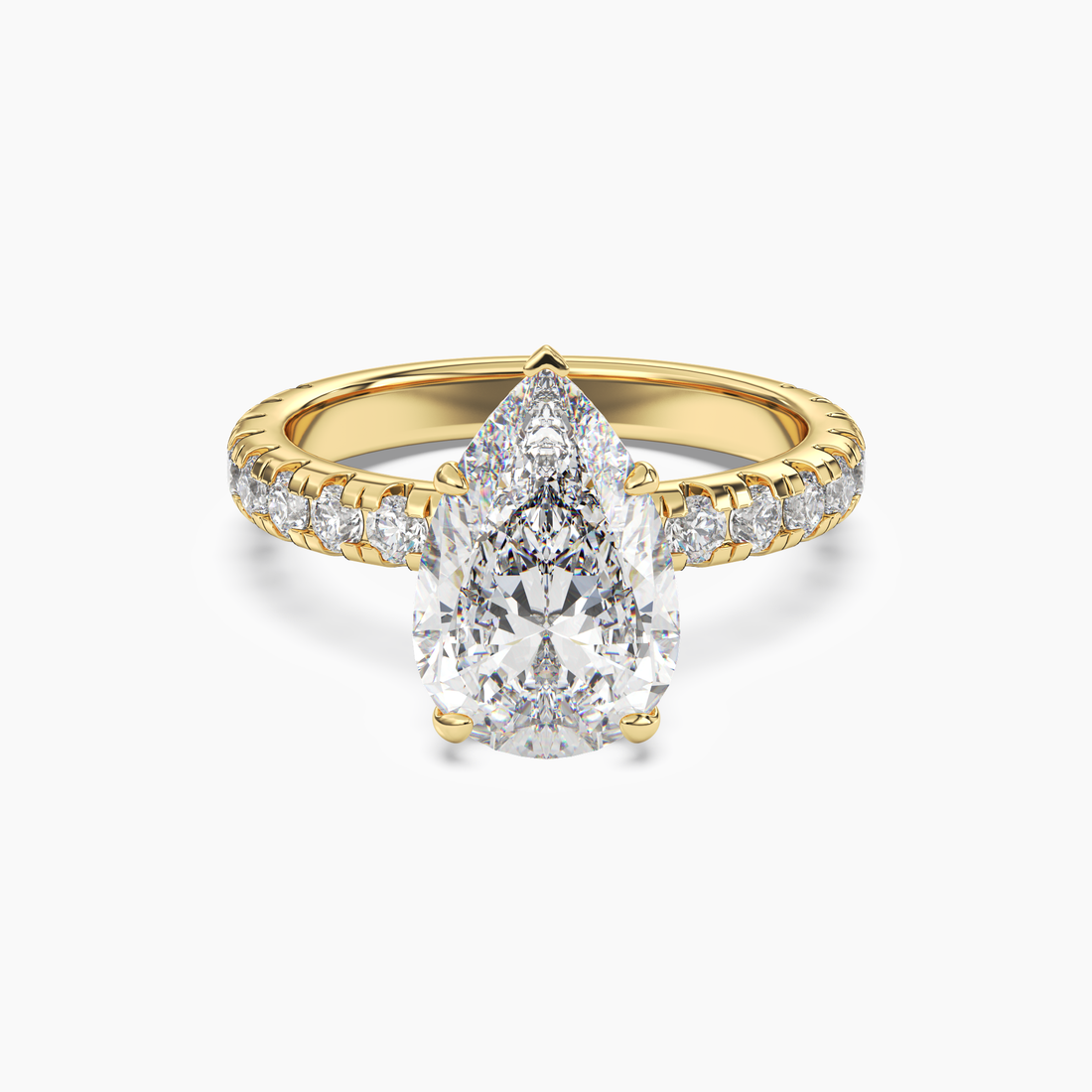 Oasis Pear Hidden Halo Diamond Ring Setting in 14K White Gold