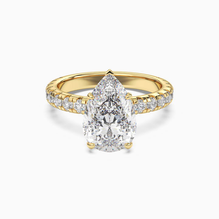 Oasis Pear Hidden Halo 1.5 Carat Lab Grown Diamond Engagement Ring in 18K Yellow Gold