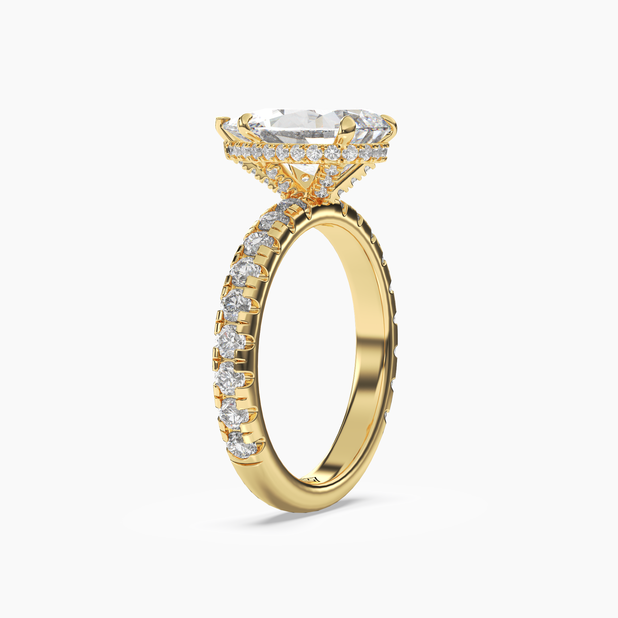 Oasis Pear Hidden Halo 2 Carat Lab Grown Diamond Engagement Ring in 18K Rose Gold