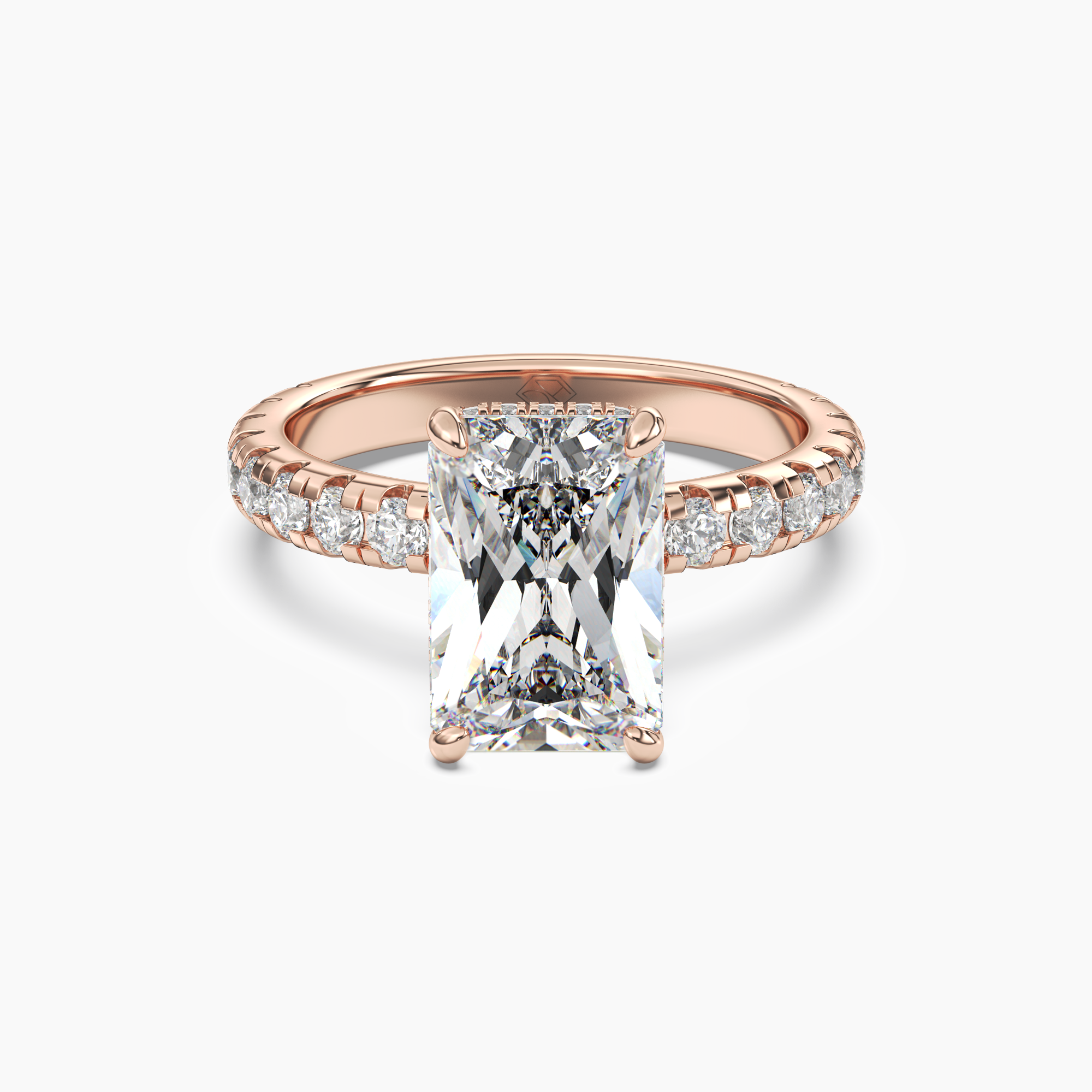 Oasis Radiant Hidden Halo 2 Carat Lab Grown Diamond Engagement Ring in 14K Yellow Gold