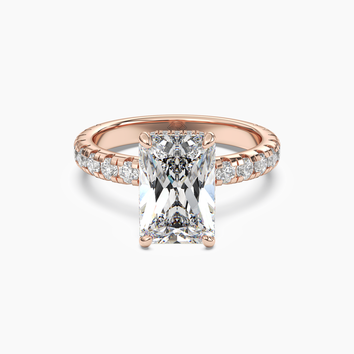 Oasis Radiant Hidden Halo 2 Carat Lab Grown Diamond Engagement Ring in 14K Rose Gold