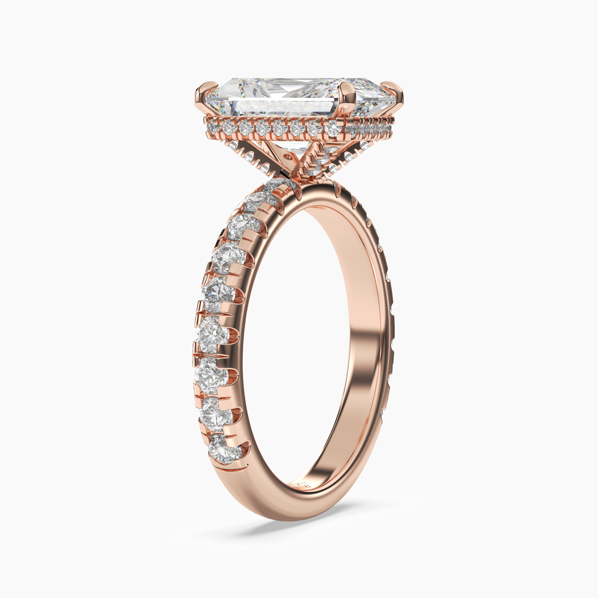 Oasis Radiant Hidden Halo 2 Carat Lab Grown Diamond Engagement Ring in 14K Yellow Gold