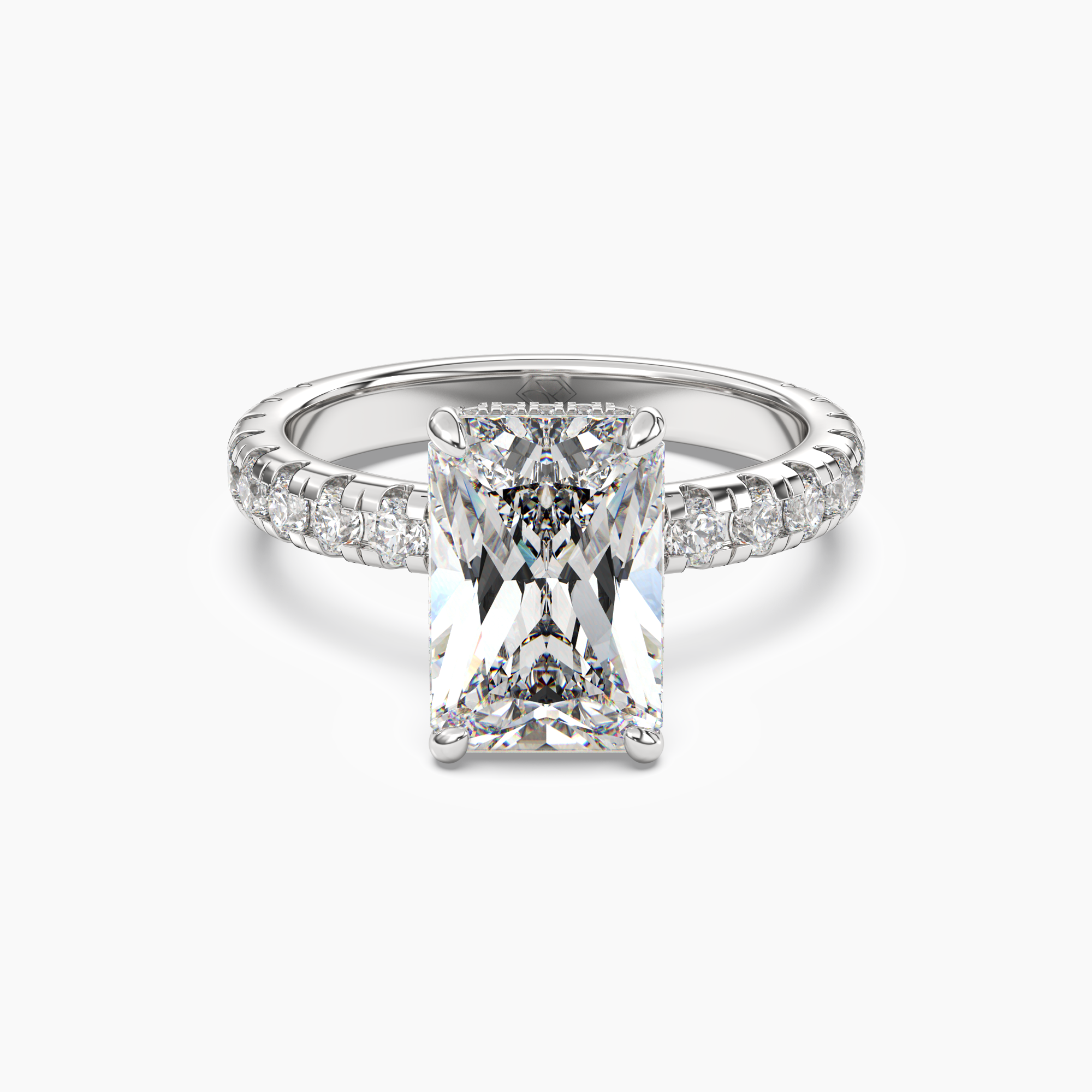 Oasis Radiant Hidden Halo 1.5 Carat Lab Grown Diamond Engagement Ring in 14K White Gold