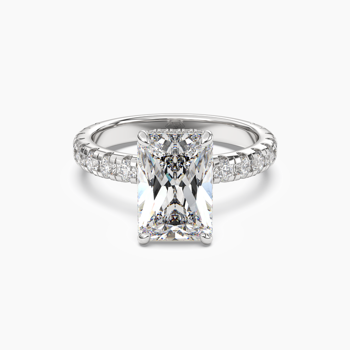 Oasis Radiant Hidden Halo 2.5 Carat Lab Grown Diamond Engagement Ring in 18K White Gold