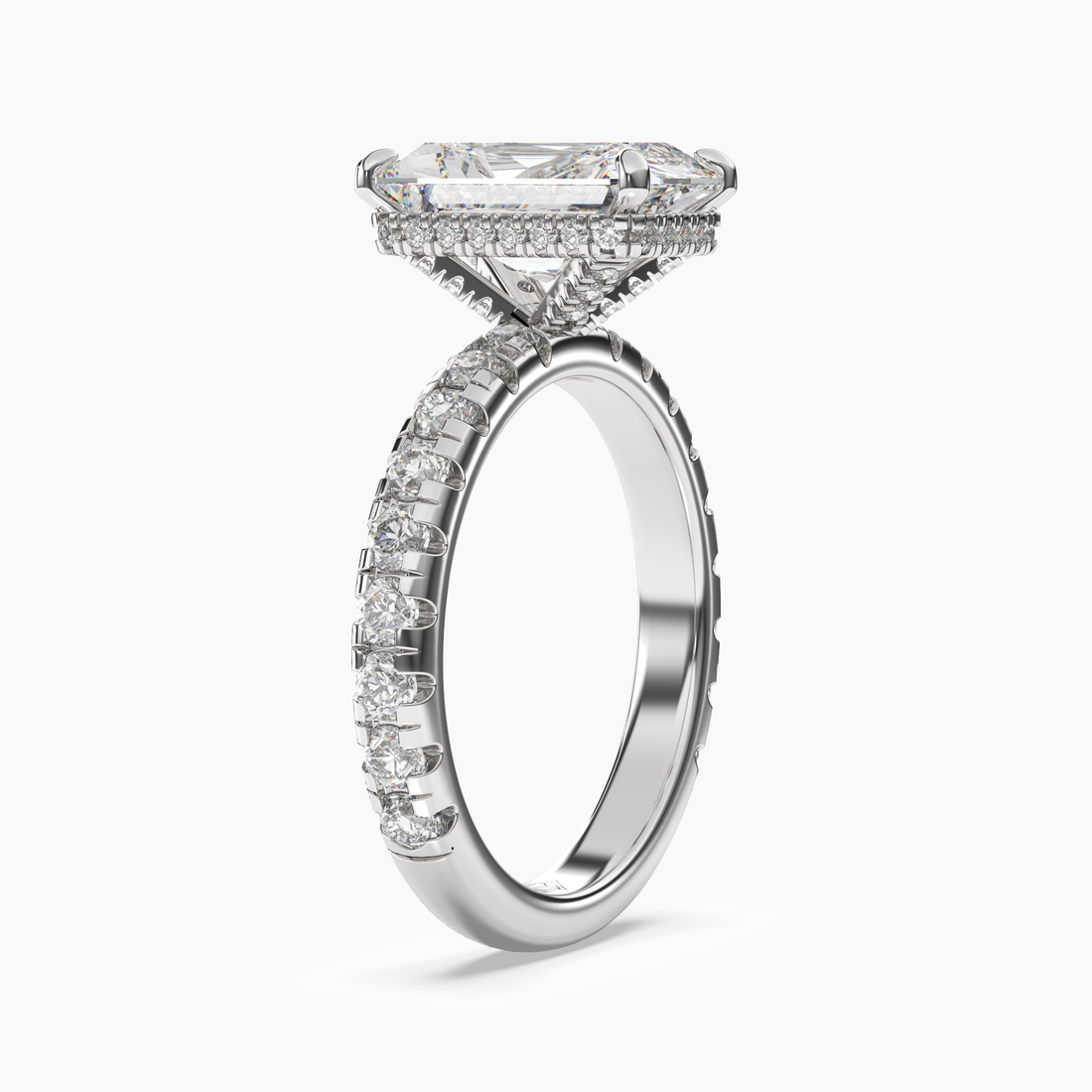 Oasis Radiant Hidden Halo 3 Carat Lab Grown Diamond Engagement Ring in 18K Yellow Gold