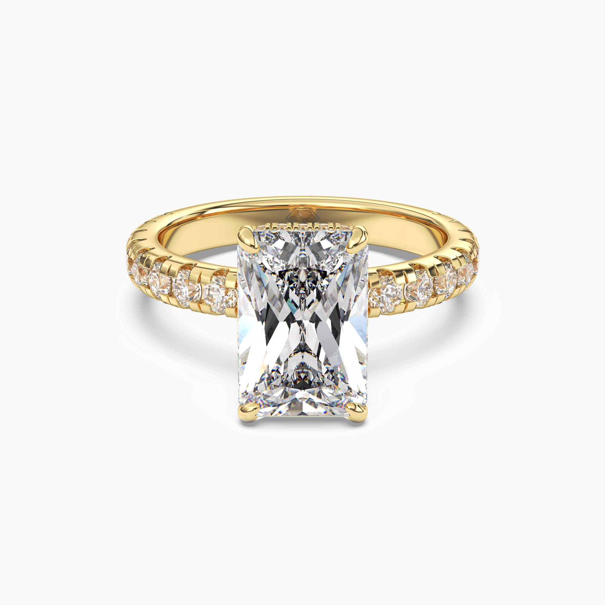 Oasis Radiant Hidden Halo 2.5 Carat Lab Grown Diamond Engagement Ring in 14K Yellow Gold