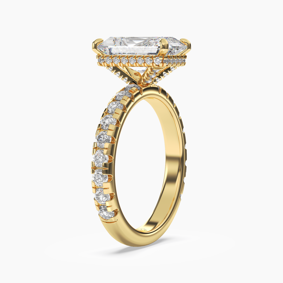 Oasis Radiant Hidden Halo 1 Carat Lab Grown Diamond Engagement Ring in 18K White Gold