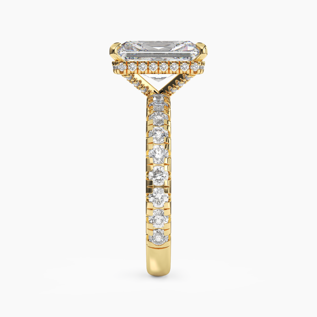 Oasis Radiant Hidden Halo 3 Carat Lab Grown Diamond Engagement Ring in 14K Yellow Gold