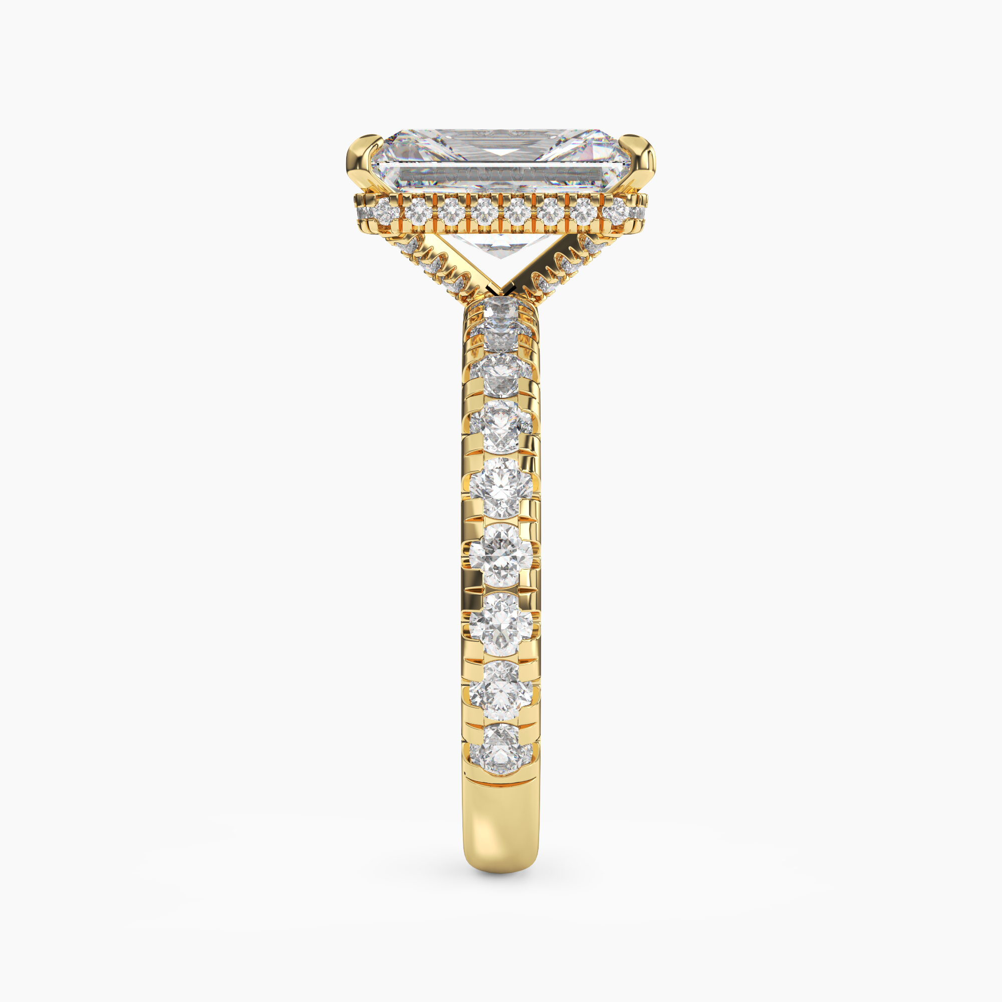 Oasis Radiant Hidden Halo 3 Carat Lab Grown Diamond Engagement Ring in 18K Yellow Gold