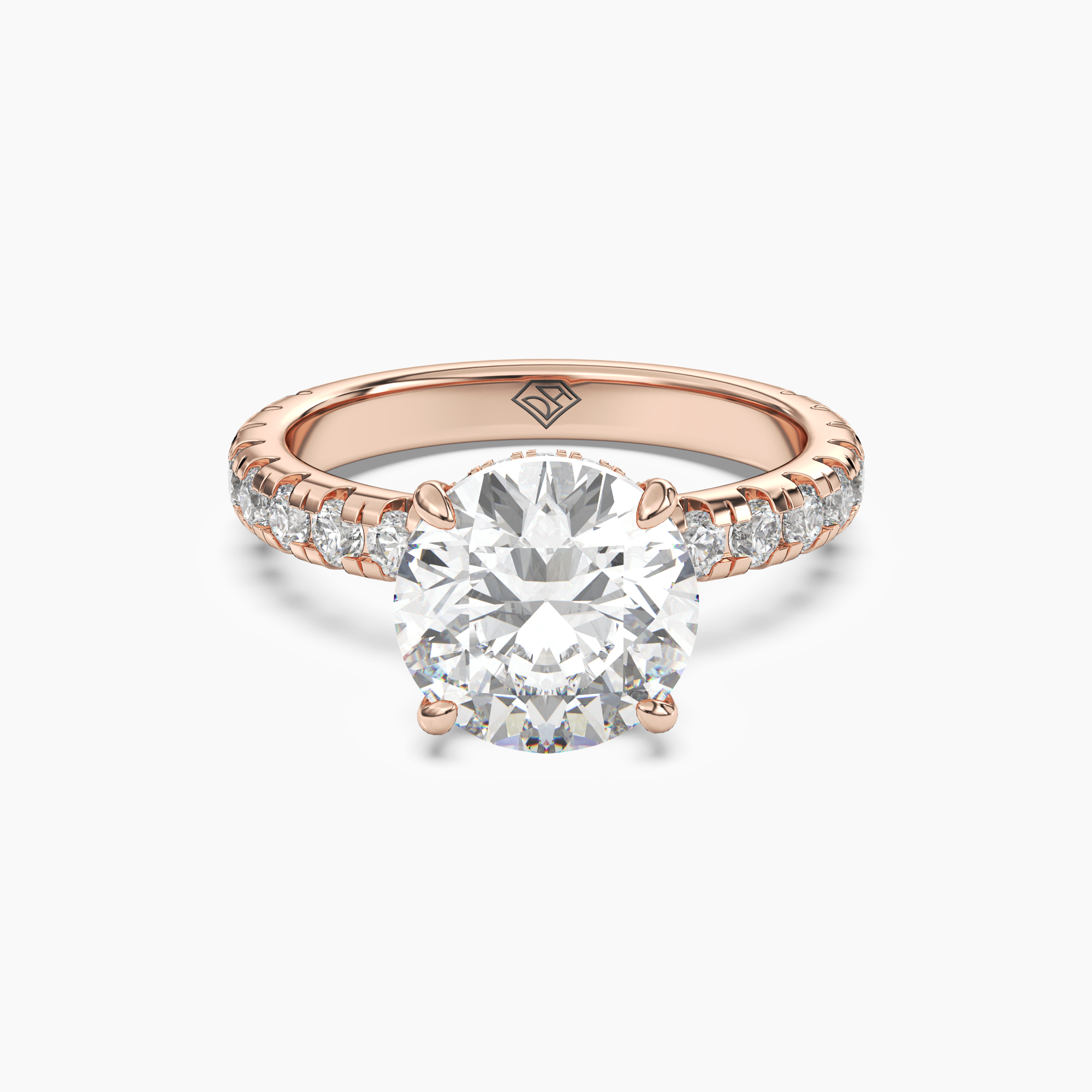 Oasis Round Hidden Halo 2.5 Carat Lab Grown Diamond Engagement Ring in 14K Yellow Gold