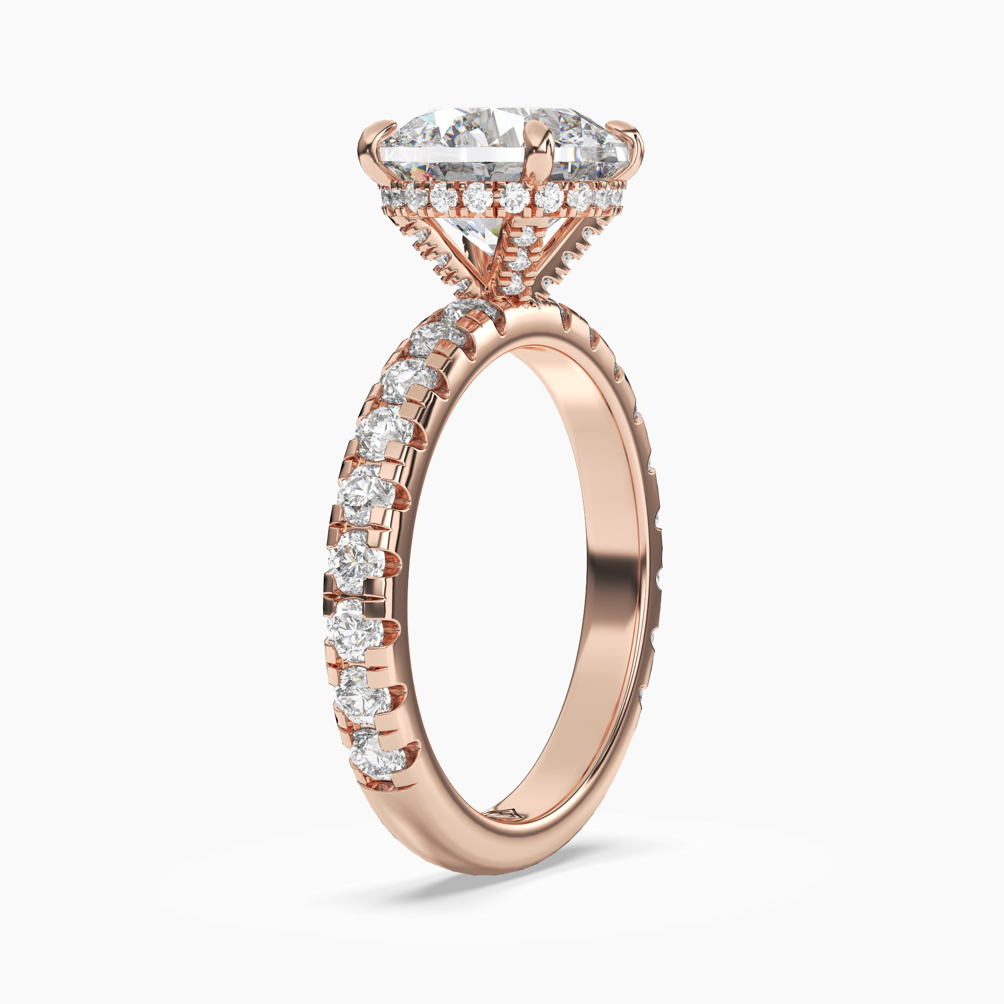 Oasis Round Hidden Halo 2 Carat Lab Grown Diamond Engagement Ring in 14K White Gold