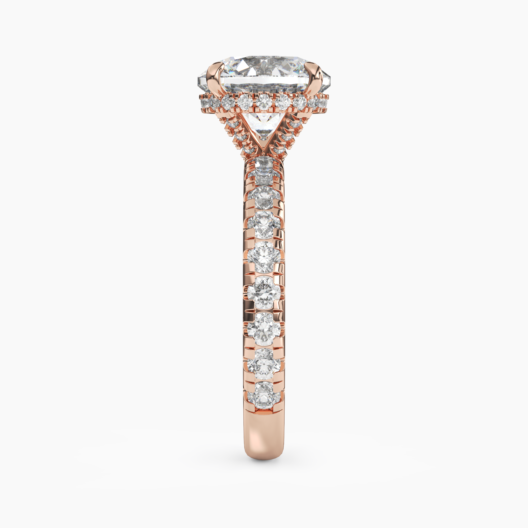 Oasis Round Hidden Halo 1.5 Carat Lab Grown Diamond Engagement Ring in 18K Rose Gold