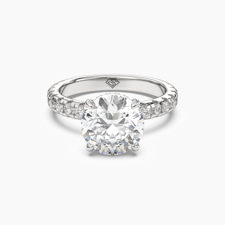 Oasis Round Hidden Halo 2 Carat Lab Grown Diamond Engagement Ring in 18K White Gold