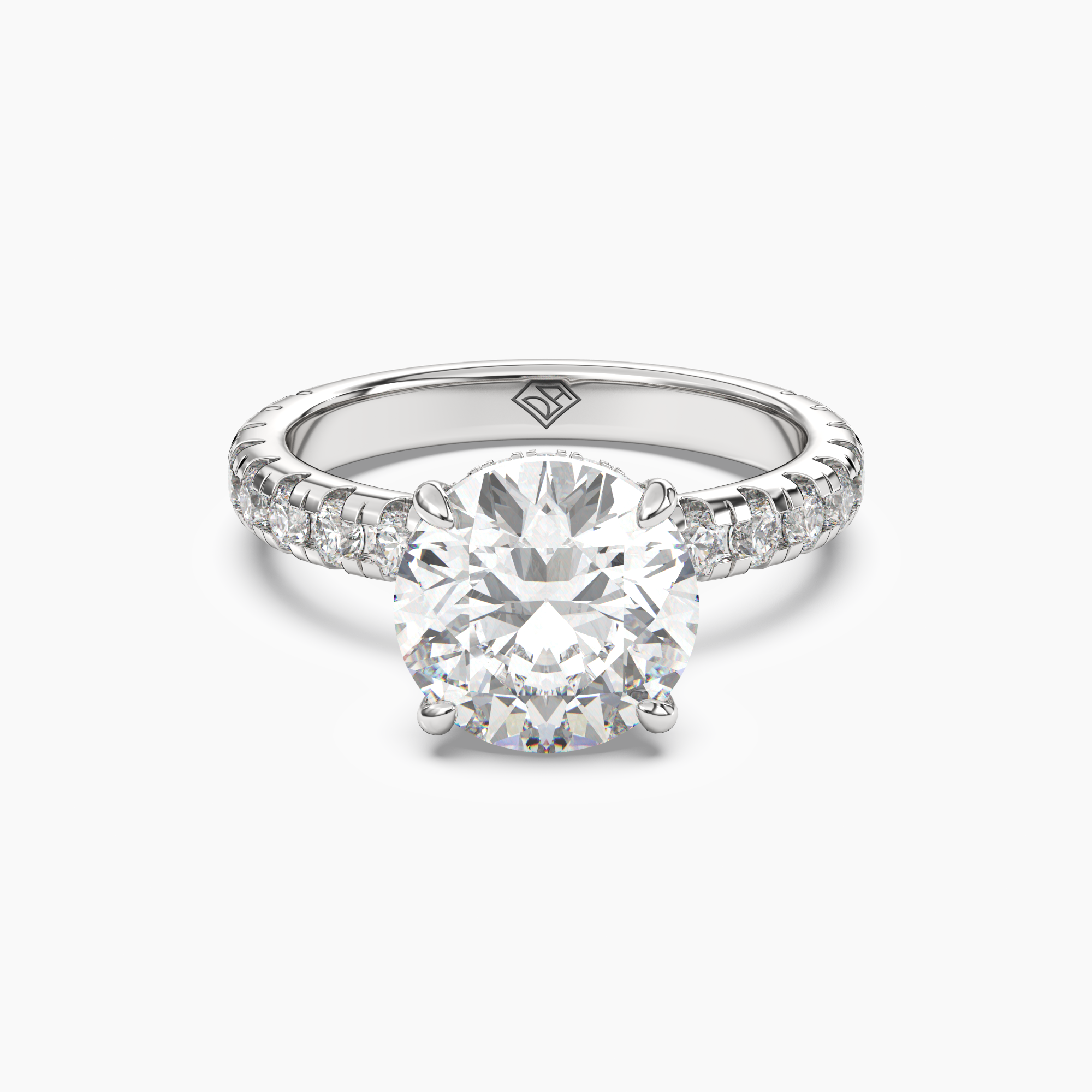 Oasis Round Hidden Halo 1 Carat Lab Grown Diamond Engagement Ring in 18K White Gold
