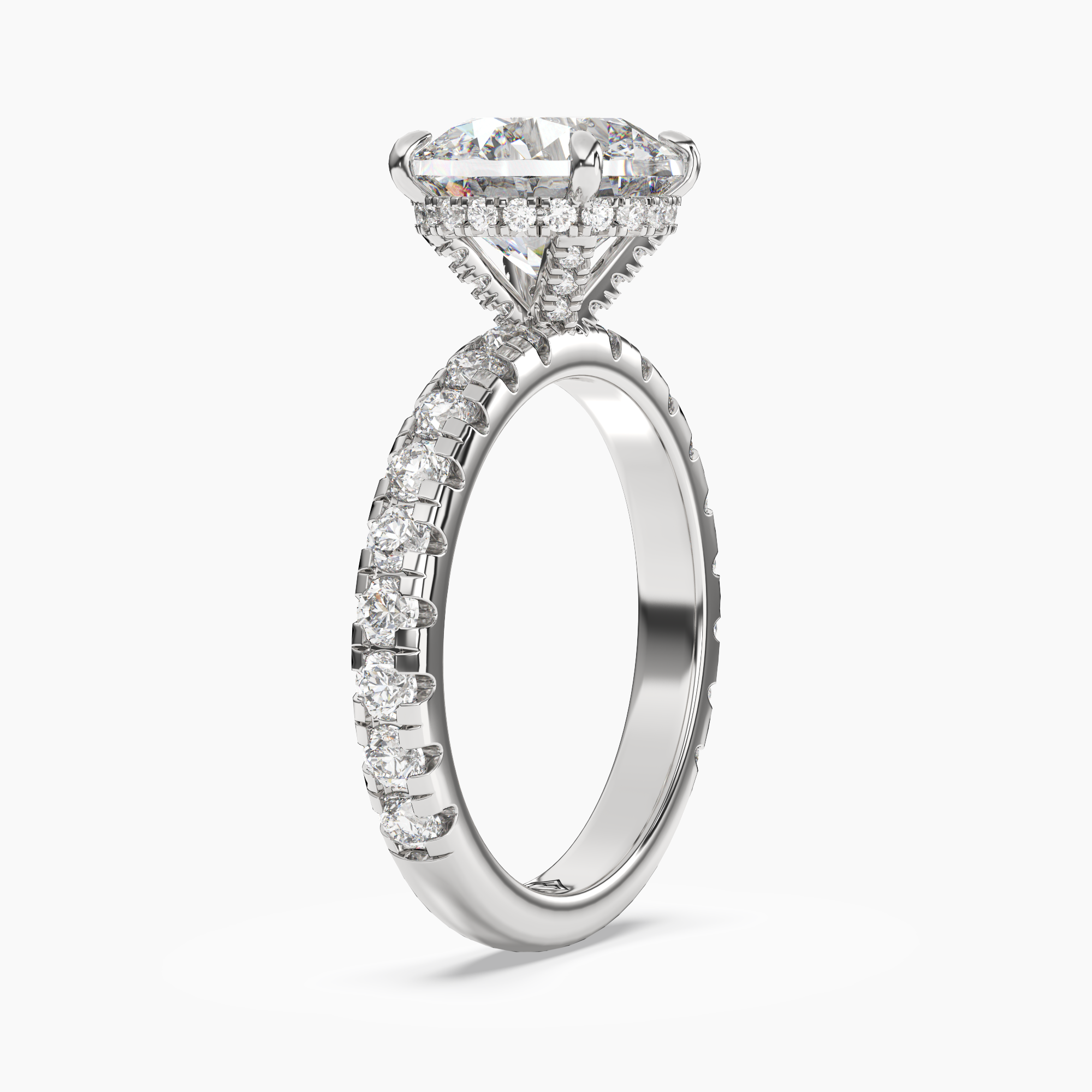 Oasis Round Hidden Halo 1 Carat Lab Grown Diamond Engagement Ring in 14K Rose Gold