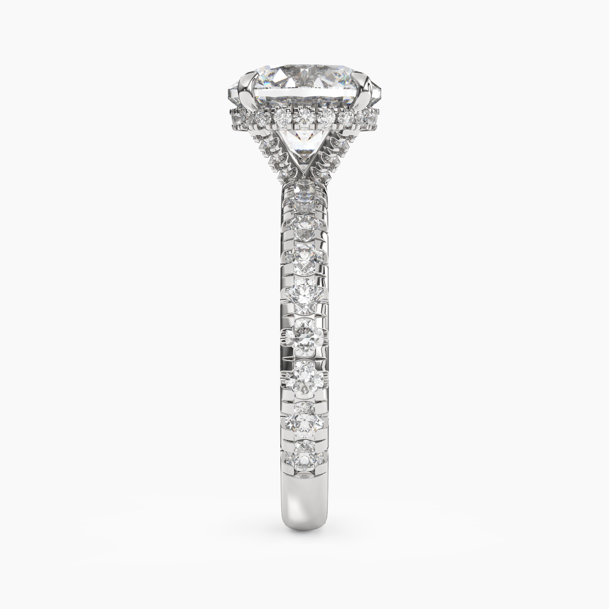 Oasis Round Hidden Halo Diamond Ring Setting in 18K Rose Gold