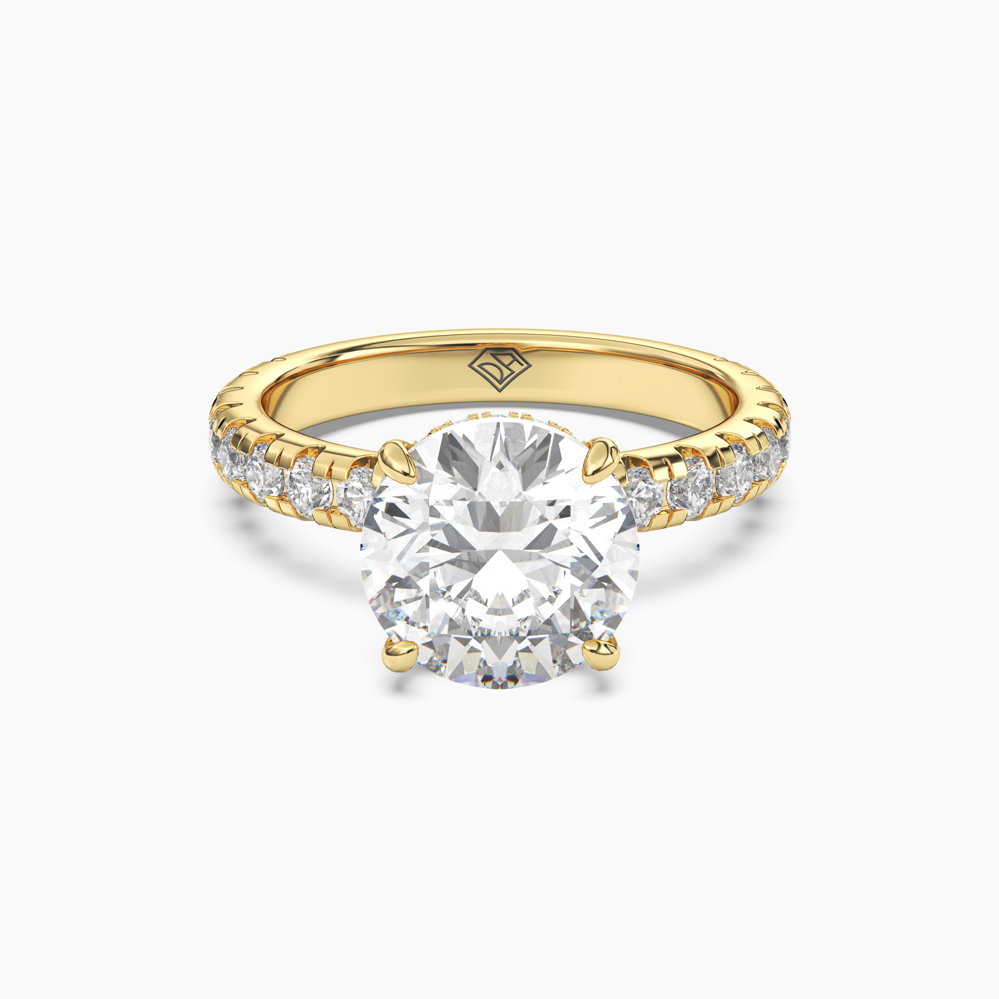 Oasis Round Hidden Halo 1 Carat Lab Grown Diamond Engagement Ring in 18K White Gold