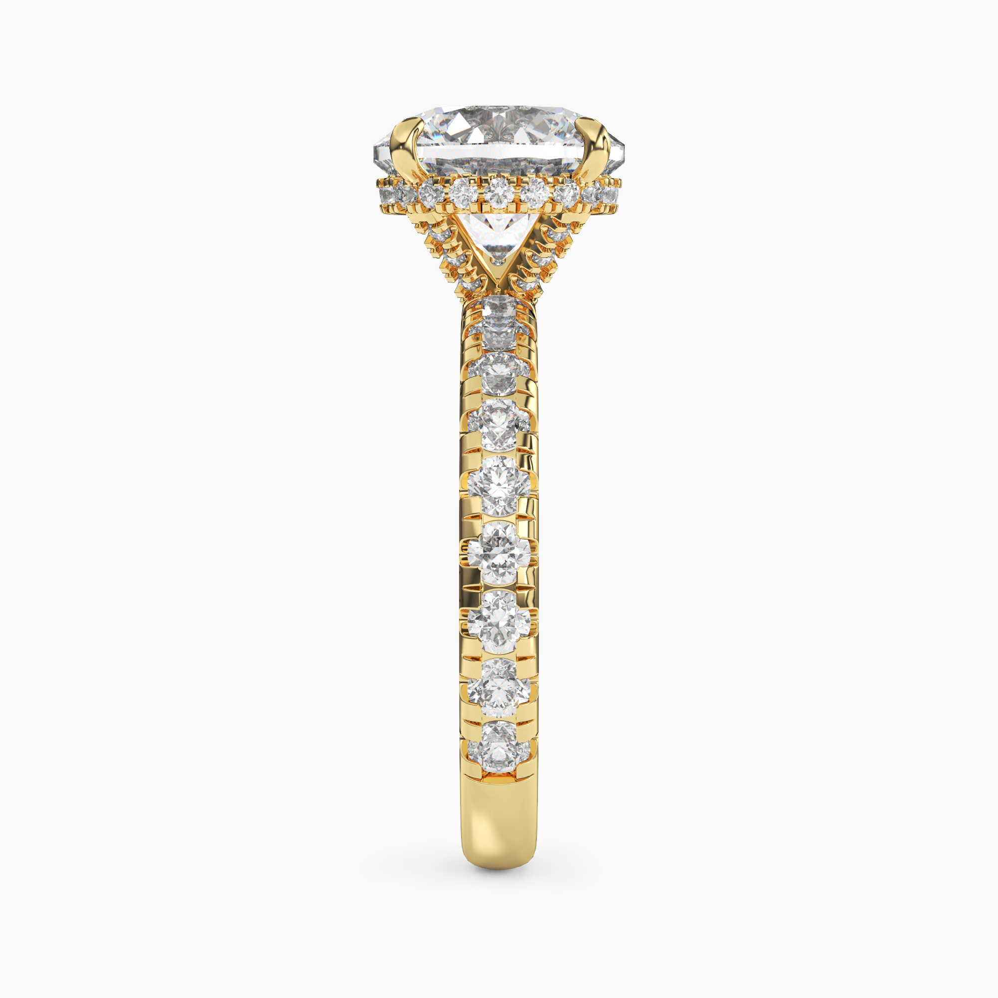 Oasis Round Hidden Halo Diamond Ring Setting in 18K Rose Gold