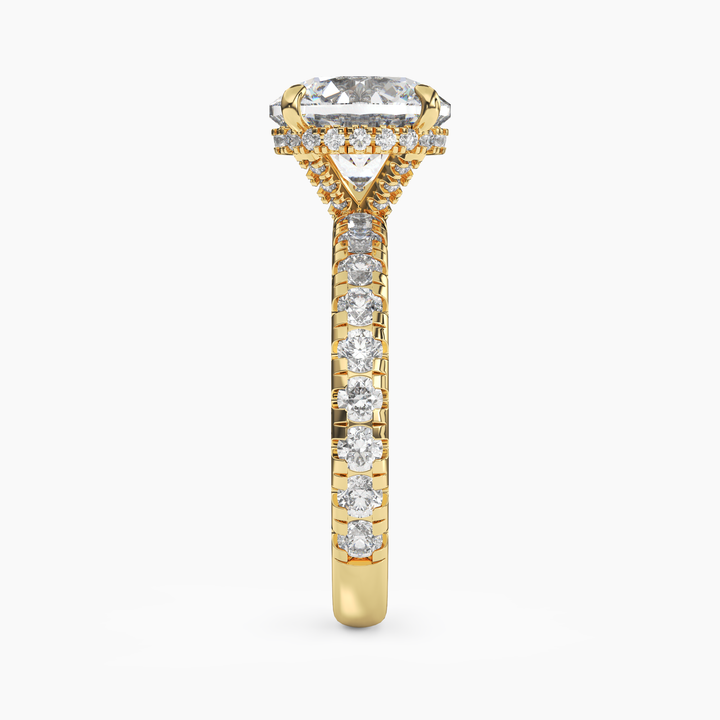 Oasis Round Hidden Halo 3 Carat Lab Grown Diamond Engagement Ring in 18K Rose Gold