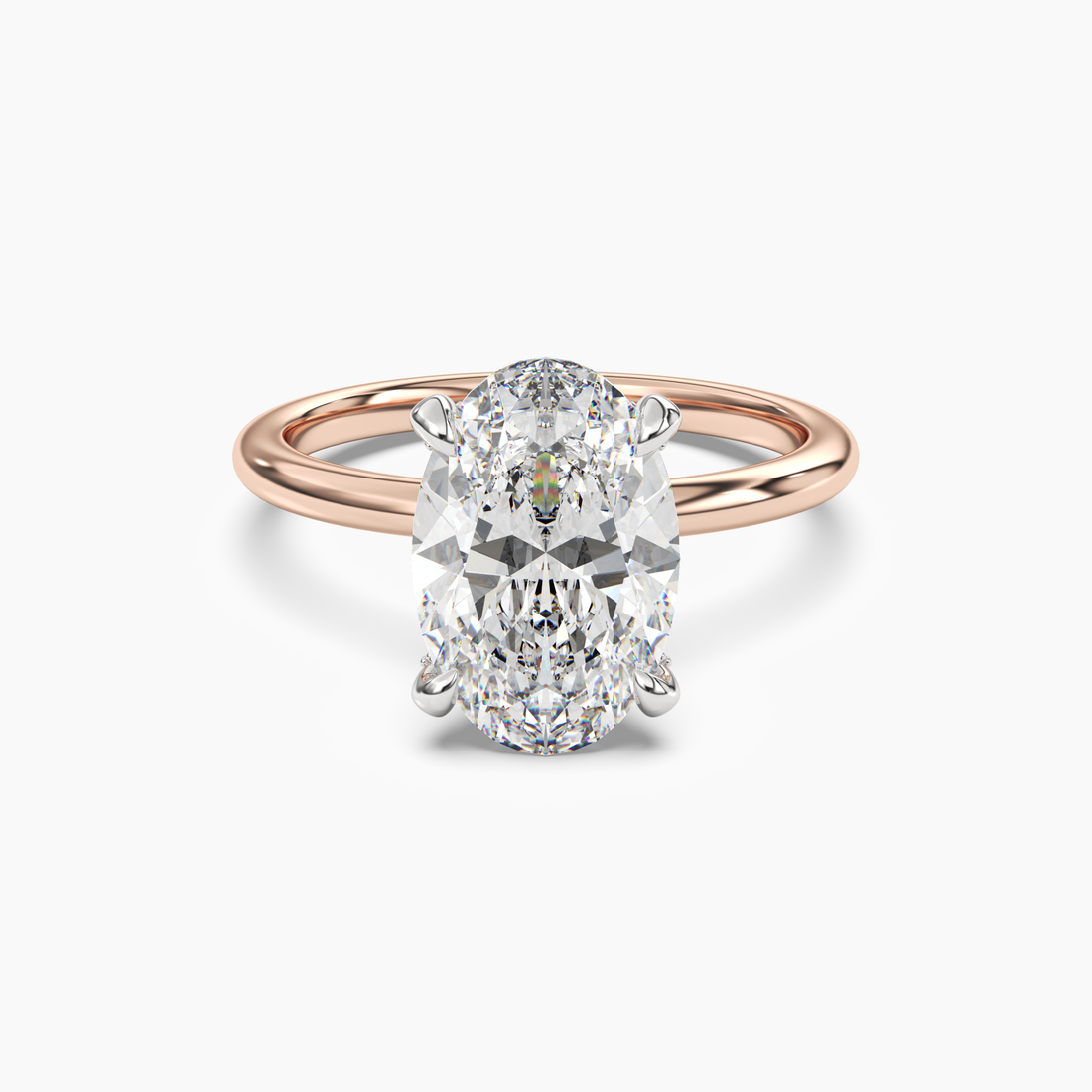 Silk Oval Hidden Halo 2.5 Carat Lab Grown Diamond Engagement Ring in 18K White Gold