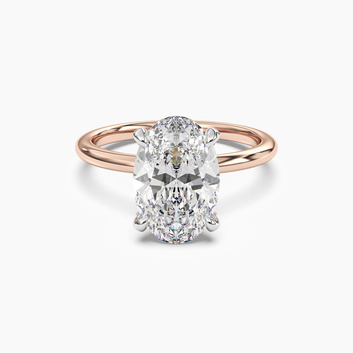 Silk Oval Hidden Halo 1.5 Carat Lab Grown Diamond Engagement Ring in 18K Rose Gold