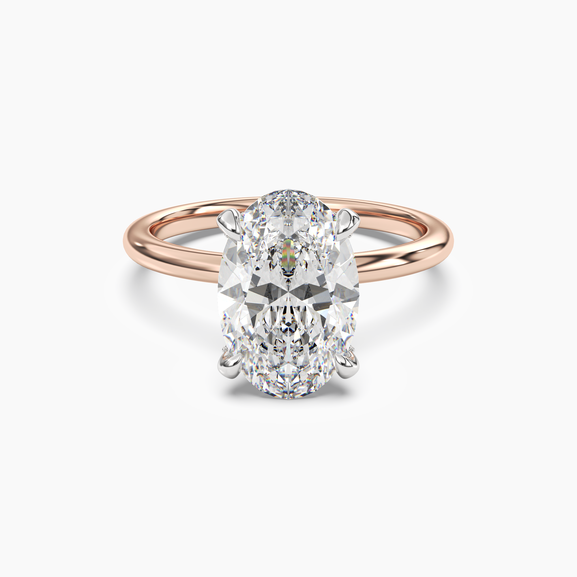 Silk Oval Hidden Halo 2.5 Carat Lab Grown Diamond Engagement Ring in 18K Rose Gold